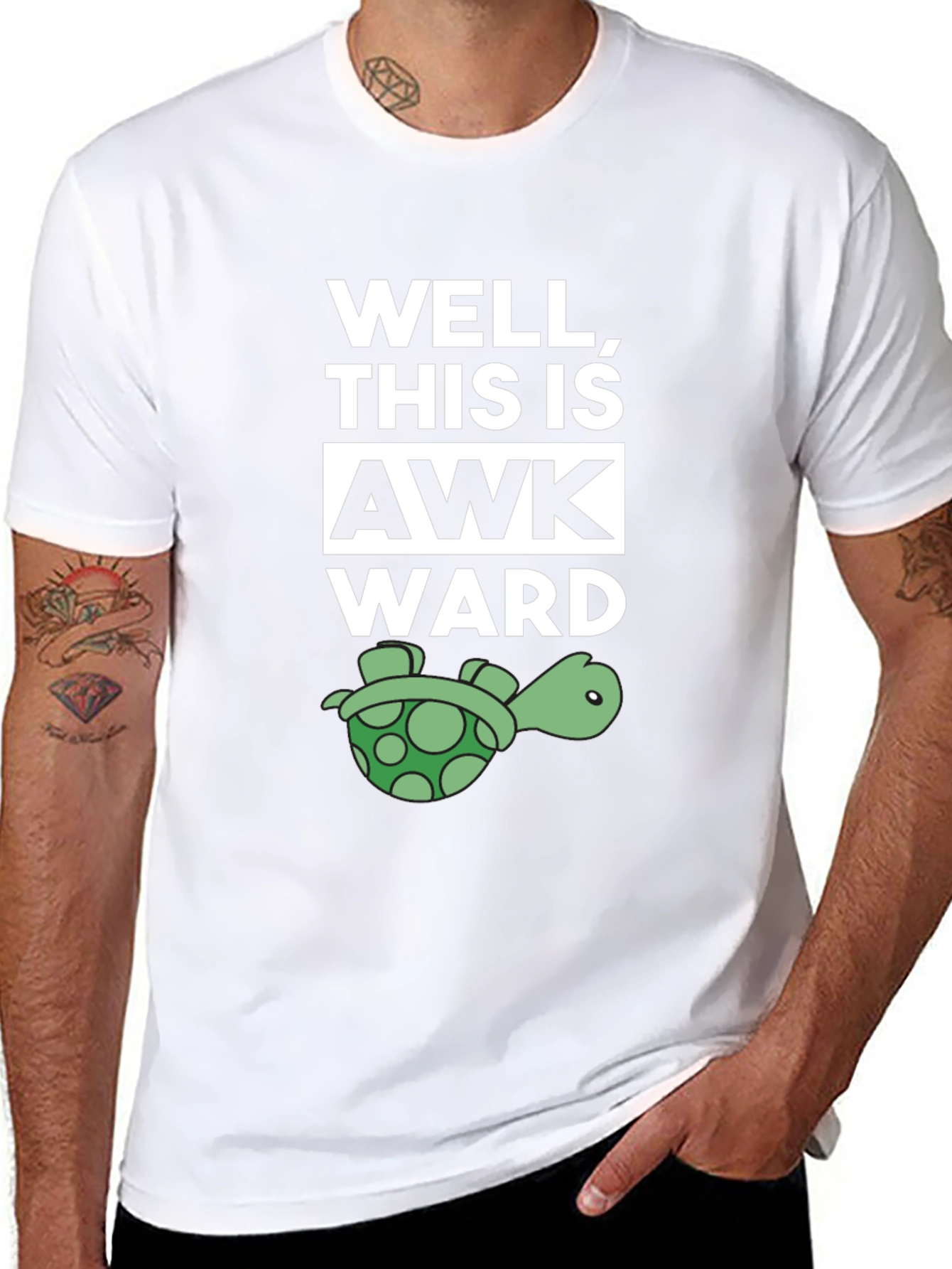 Black Well, This is Awkward Turtle T-Shirt view 8