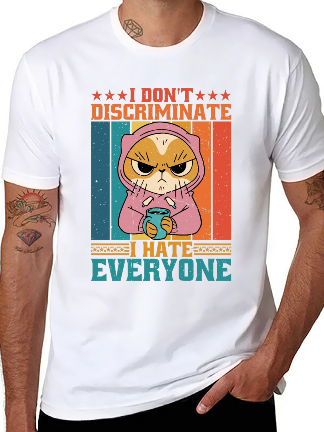 Black I Don't Discriminate, I Hate Everyone T-Shirt view 8