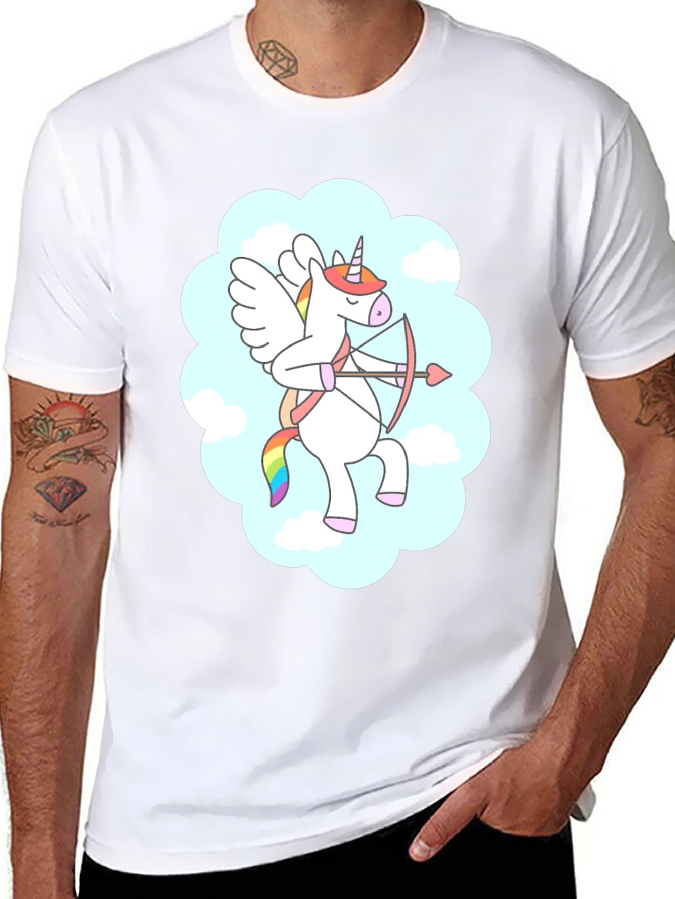 Black Cupid Unicorn Black T-Shirt: Magical Love Arrow! view 8