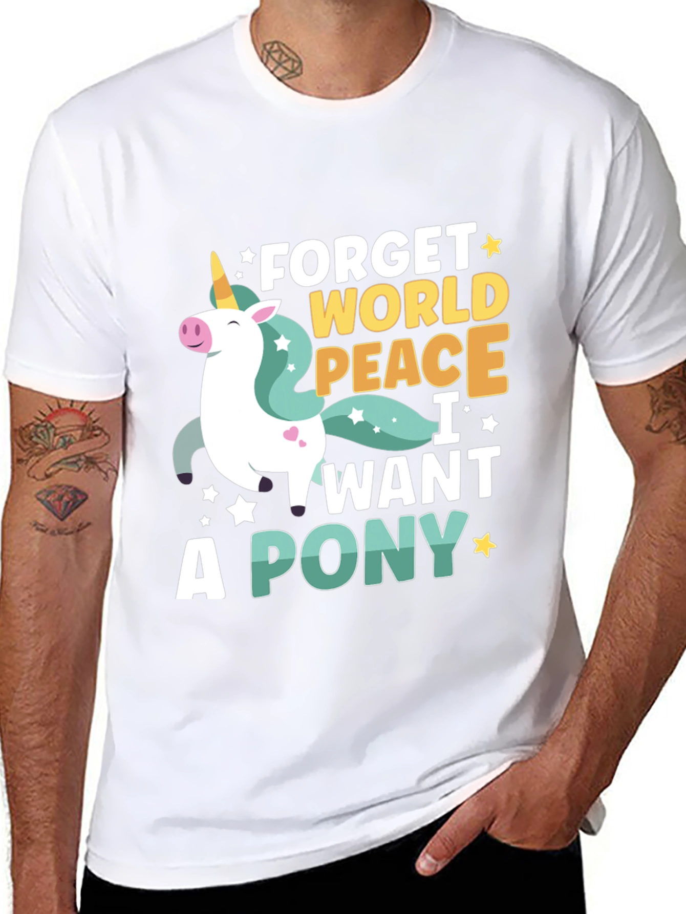 Black Forget World Peace - I Want a Pony T-Shirt view 8