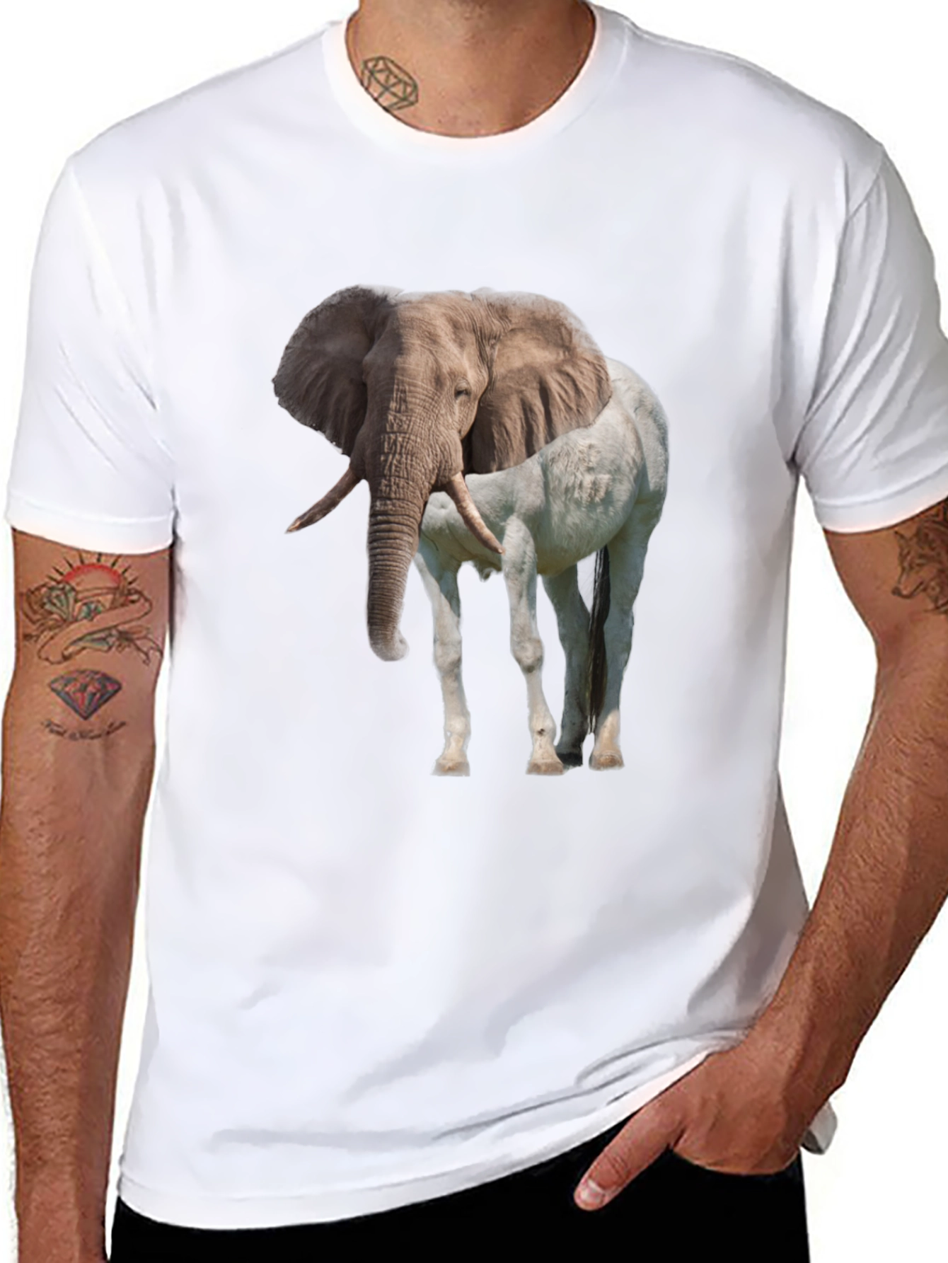 Black Elephant Horse Graphic Tee view 8