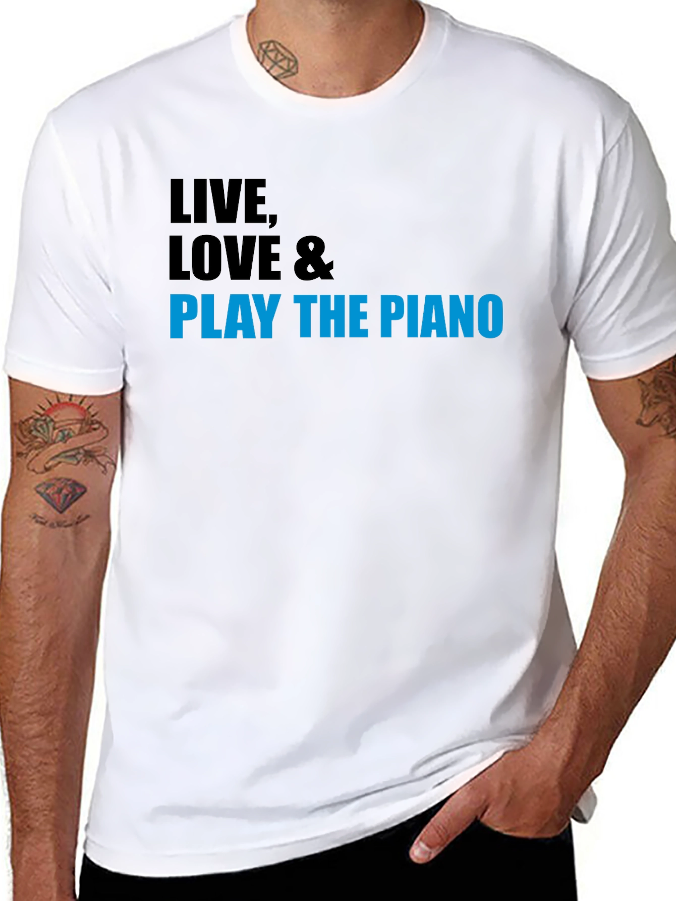 Black Live, Love & Play the Piano T-Shirt view 8