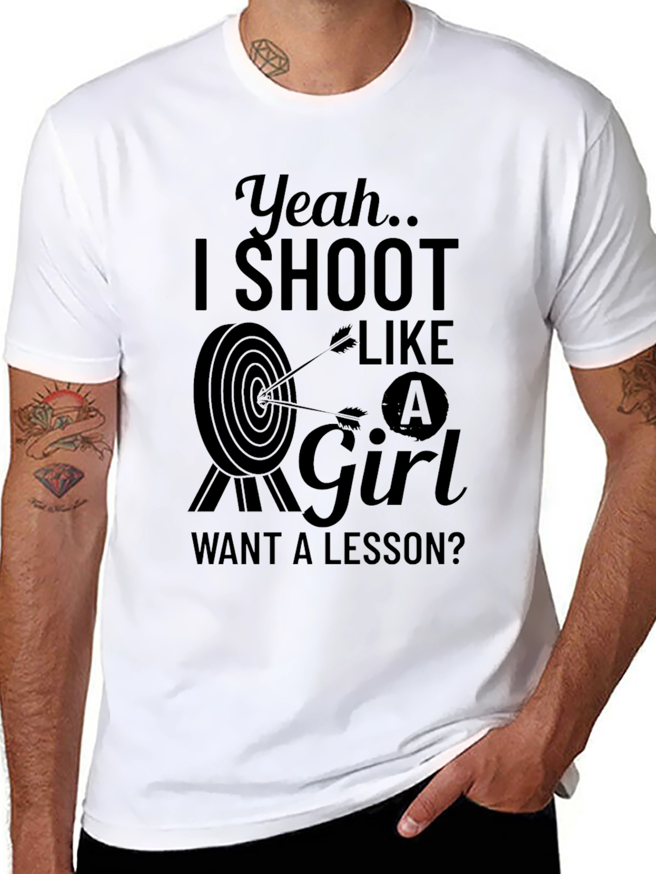 Black Yeah I Shoot Like a Girl T-Shirt view 8
