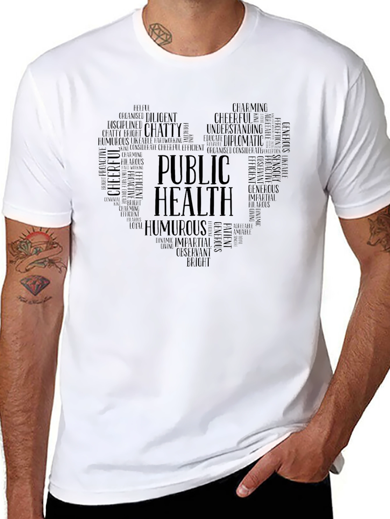 Black Public Health Word Art Graphic T-Shirt view 8