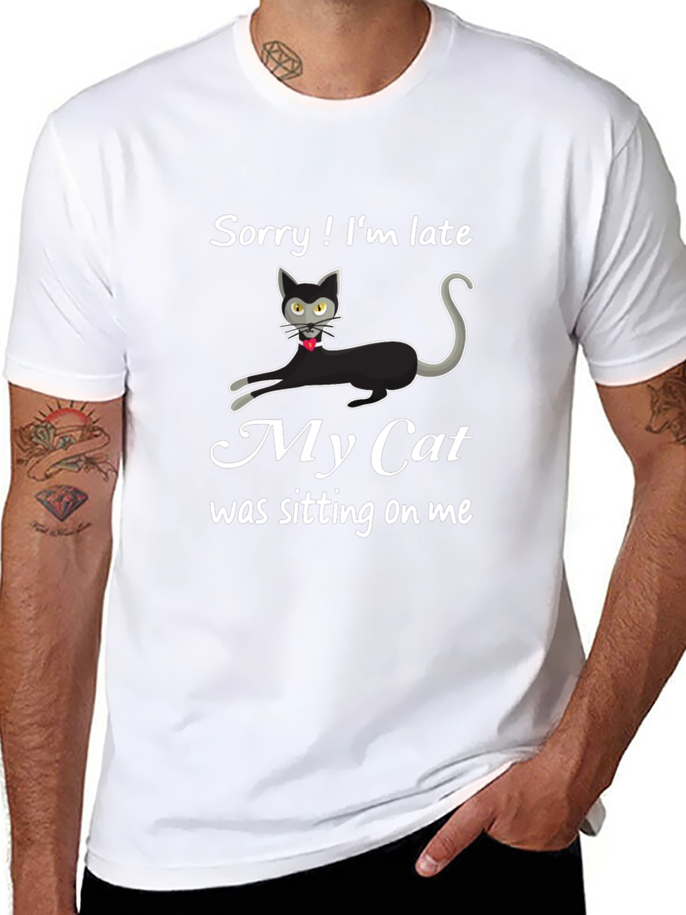 Black Funny 'My Cat' Graphic T-Shirt view 8