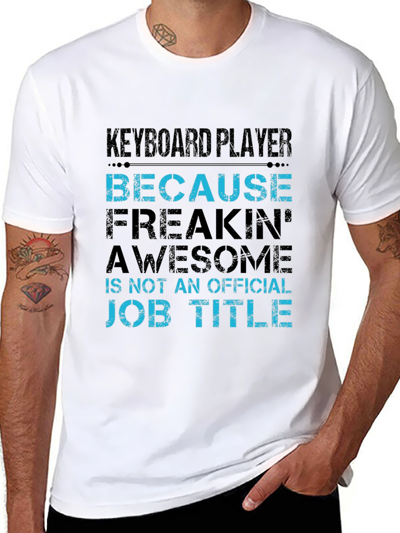 Black Keyboard Player T-Shirt - Freakin' Awesome Job Title view 8