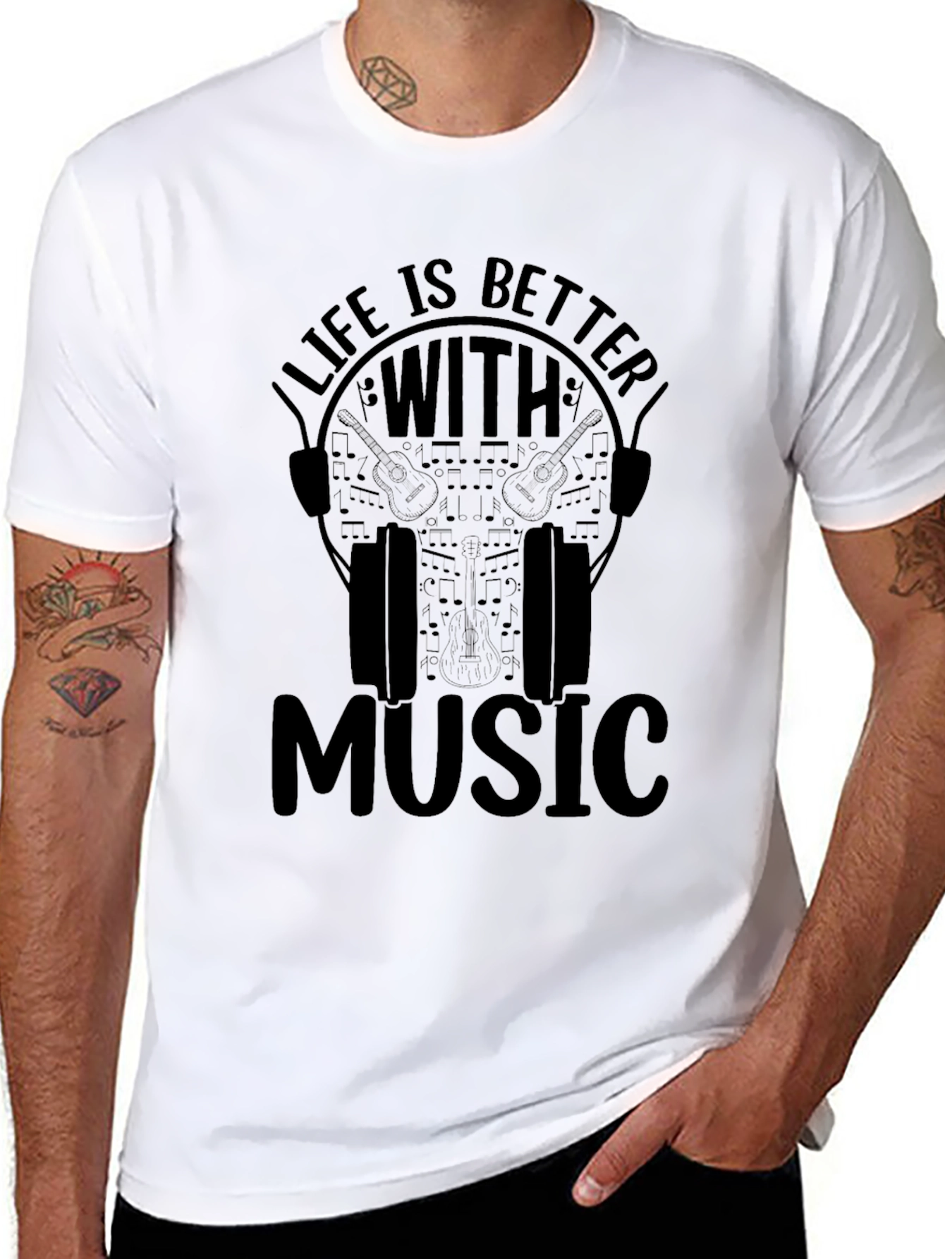 Black Life is Better With Music Graphic T-Shirt view 8
