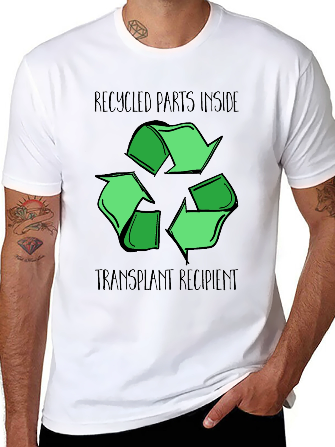 Black Recycled Parts Transplant Recipient Graphic Tee view 8