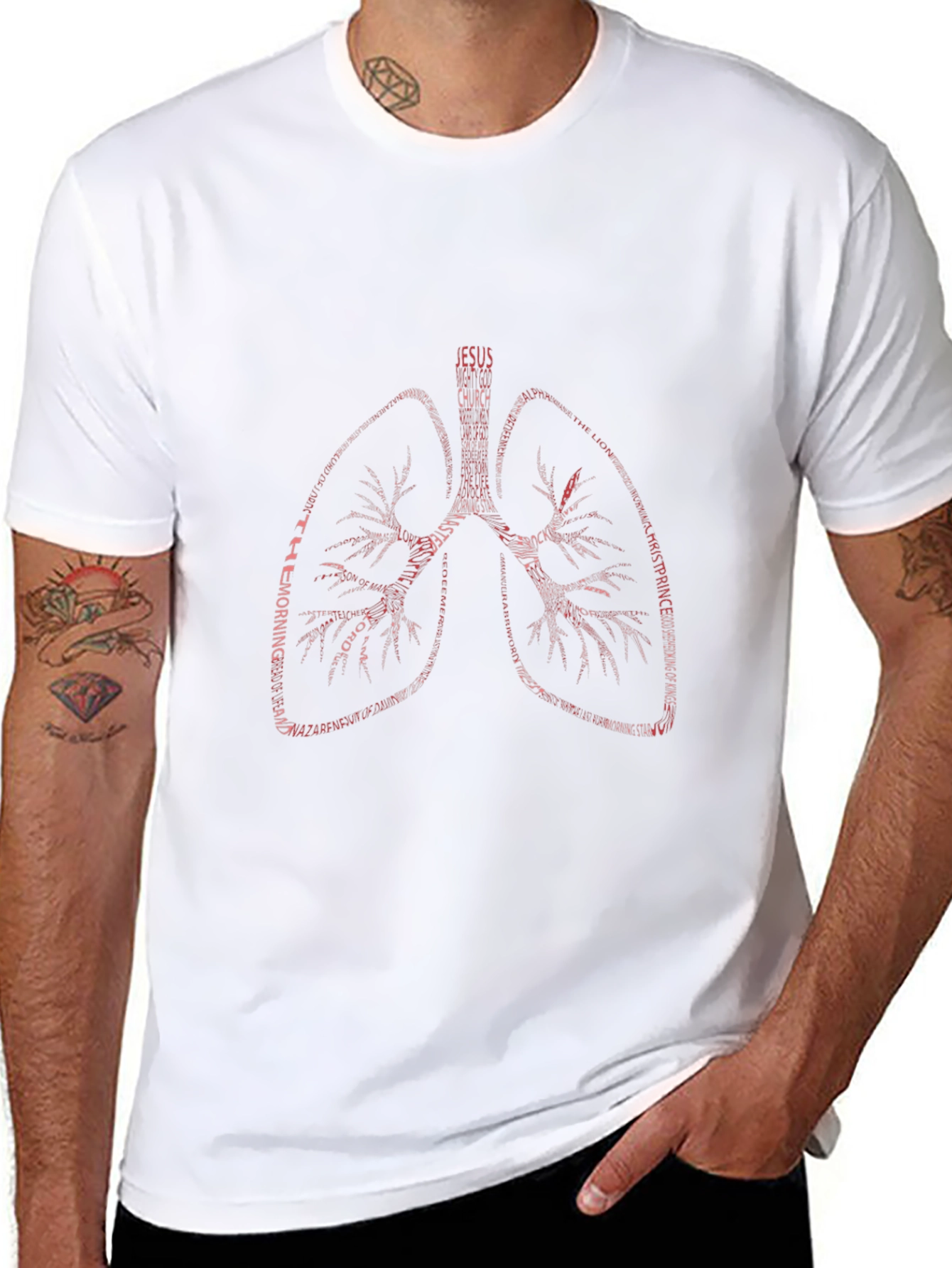 Black Lungs Word Art T-Shirt - Jesus Christian Theme view 8
