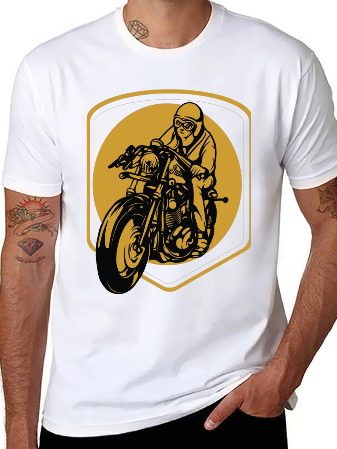 Black Motorcycle Rider Graphic T-Shirt - Vintage Style view 8