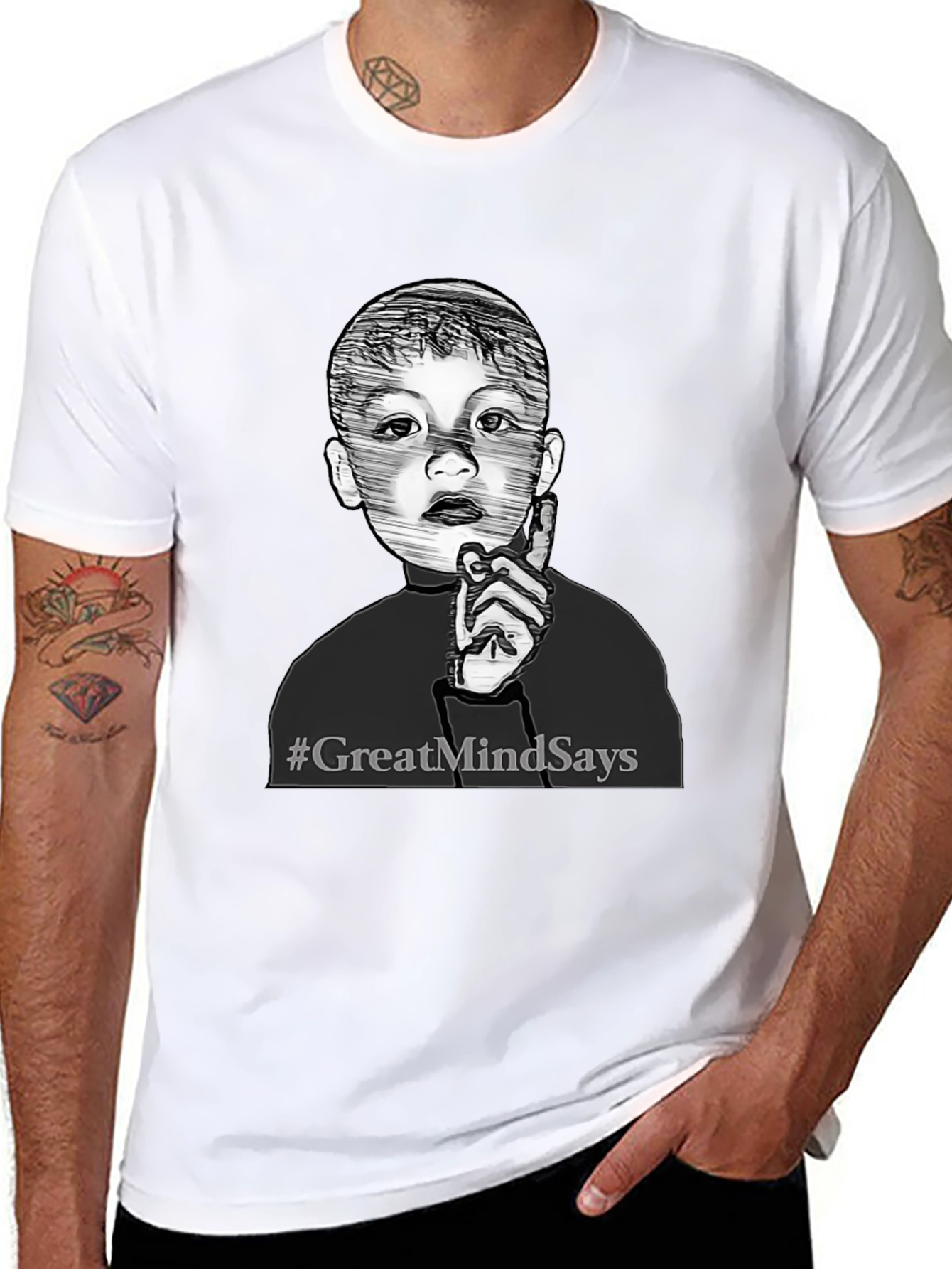 Black Great Mind Says Graphic Tee - Stylish Black T-Shirt view 8
