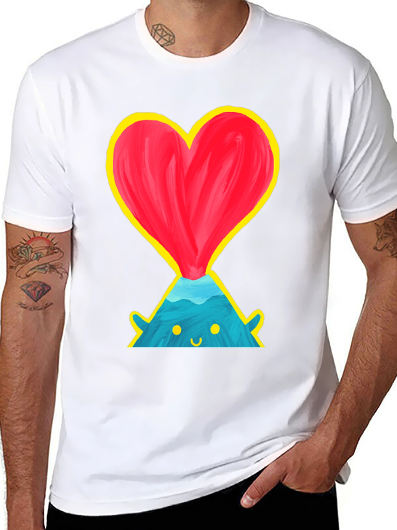 Black Volcano Heart T-Shirt - Erupting Love view 8