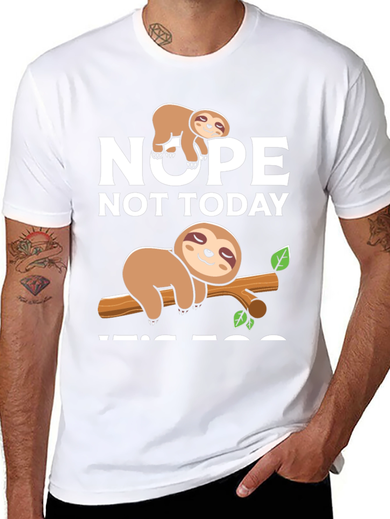 Black Nope Not Today Sloth Graphic Tee - Comfort & Style view 8
