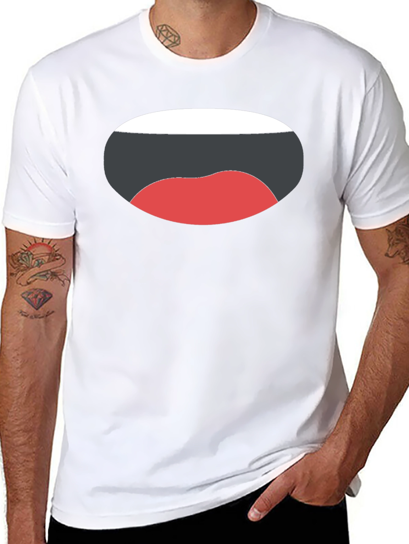 Black Funny Mouth Graphic Black T-Shirt view 8