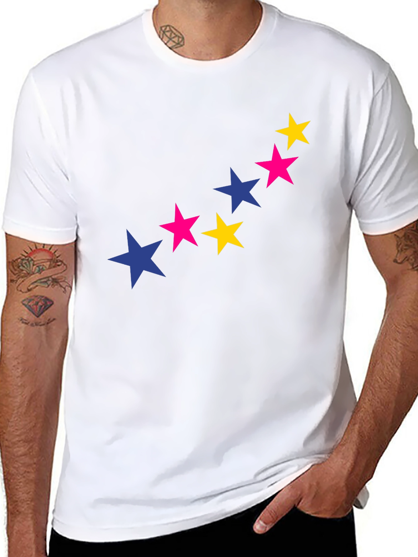 Black Starry Graphic Tee - Bold & Stylish Black T-Shirt view 8