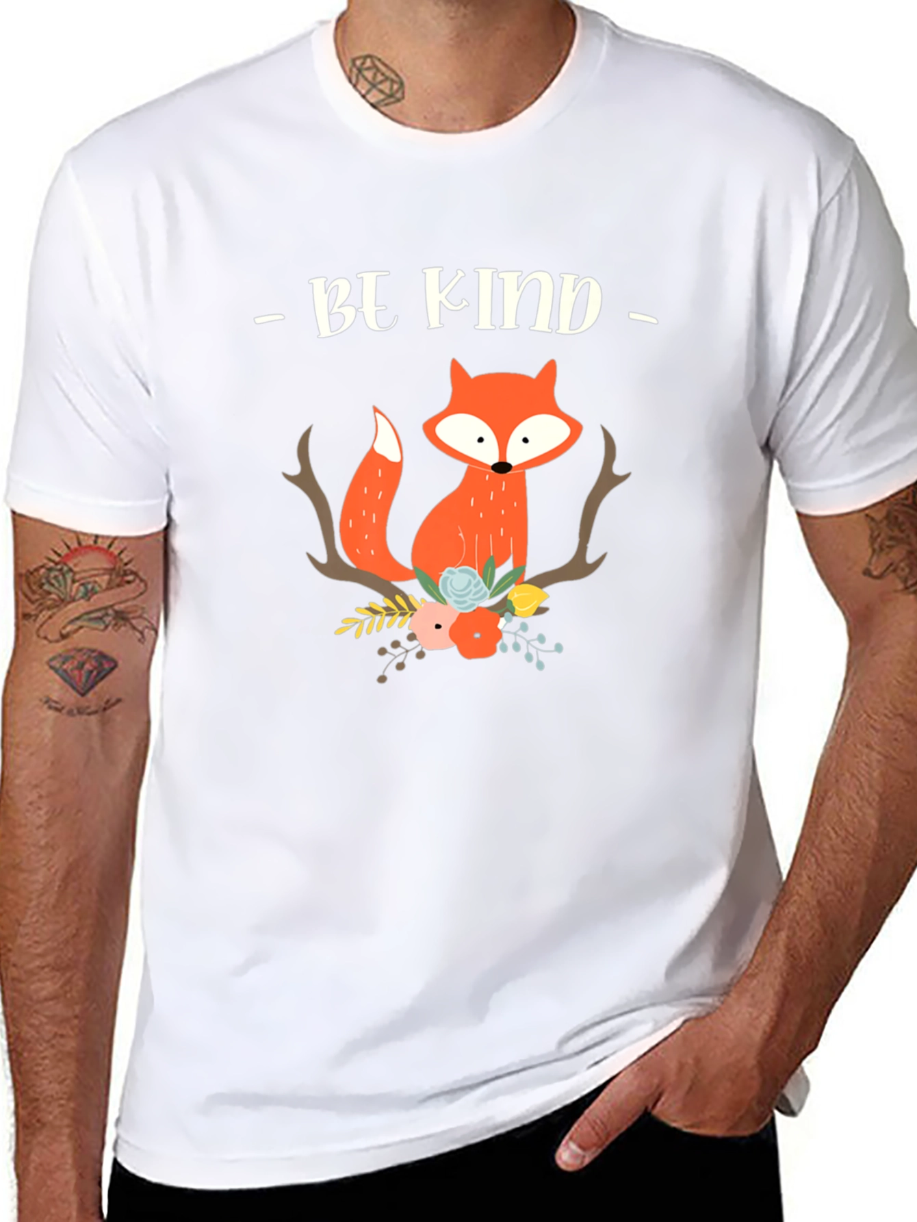 Black Be Kind Fox Graphic Tee - Unisex Soft Cotton view 8