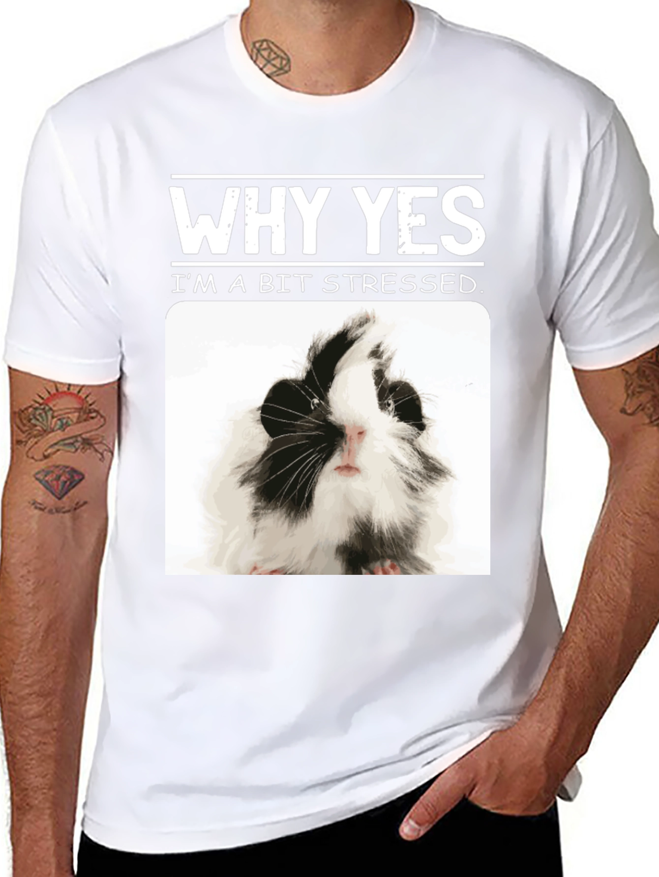 Black Why Yes I'm A Bit Stressed Guinea Pig T-Shirt view 8