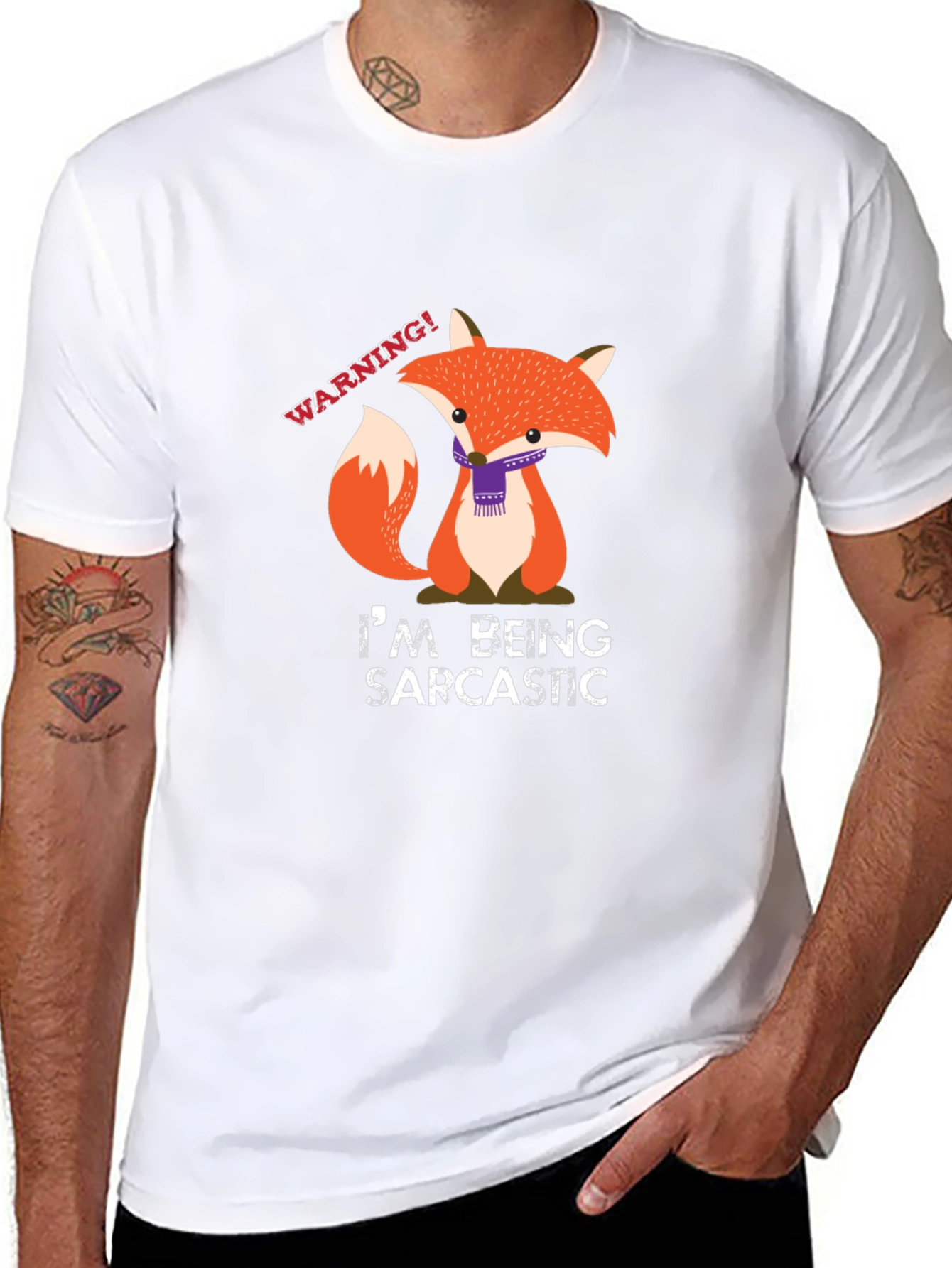Black Sarcastic Fox Graphic Tee - Funny Animal Shirt view 8