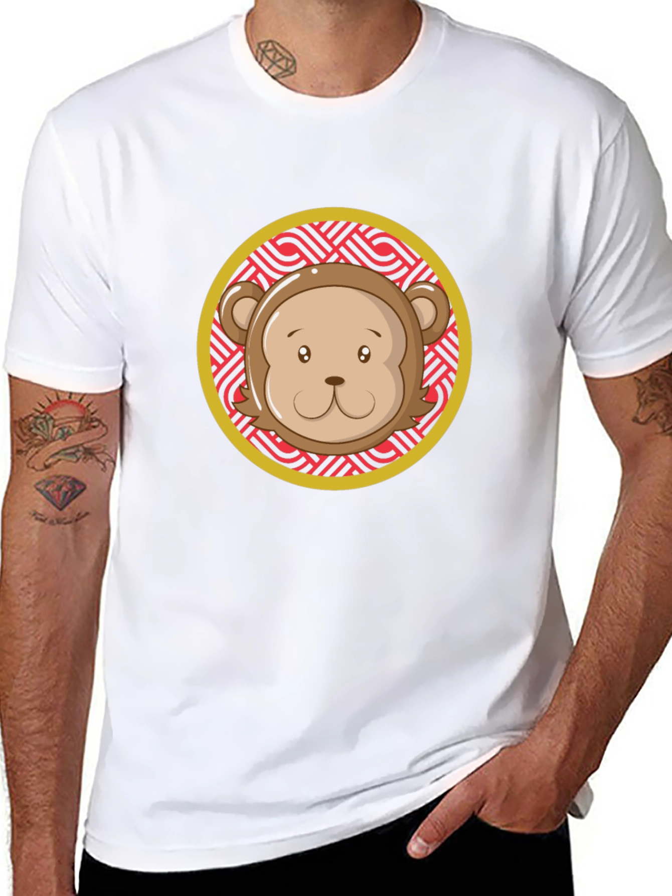 Black Monkey Face Graphic Tee - Black Crew Neck view 8