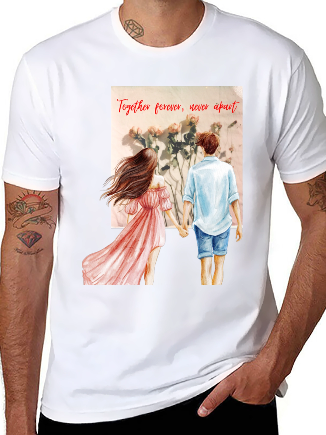 Black Romantic Couple Tee: Together Forever view 8