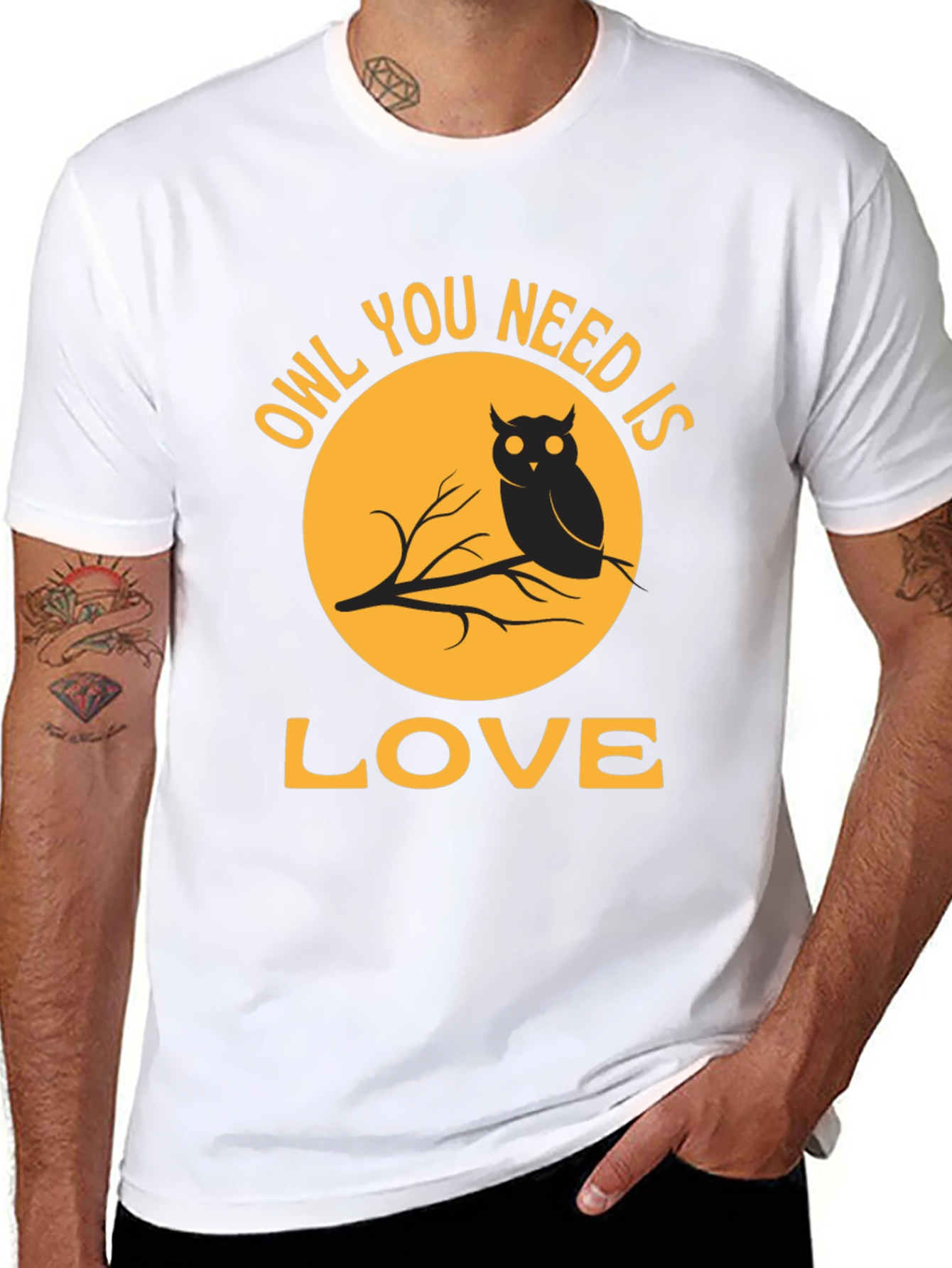 Black Owl You Need Is Love T-Shirt - Black view 8