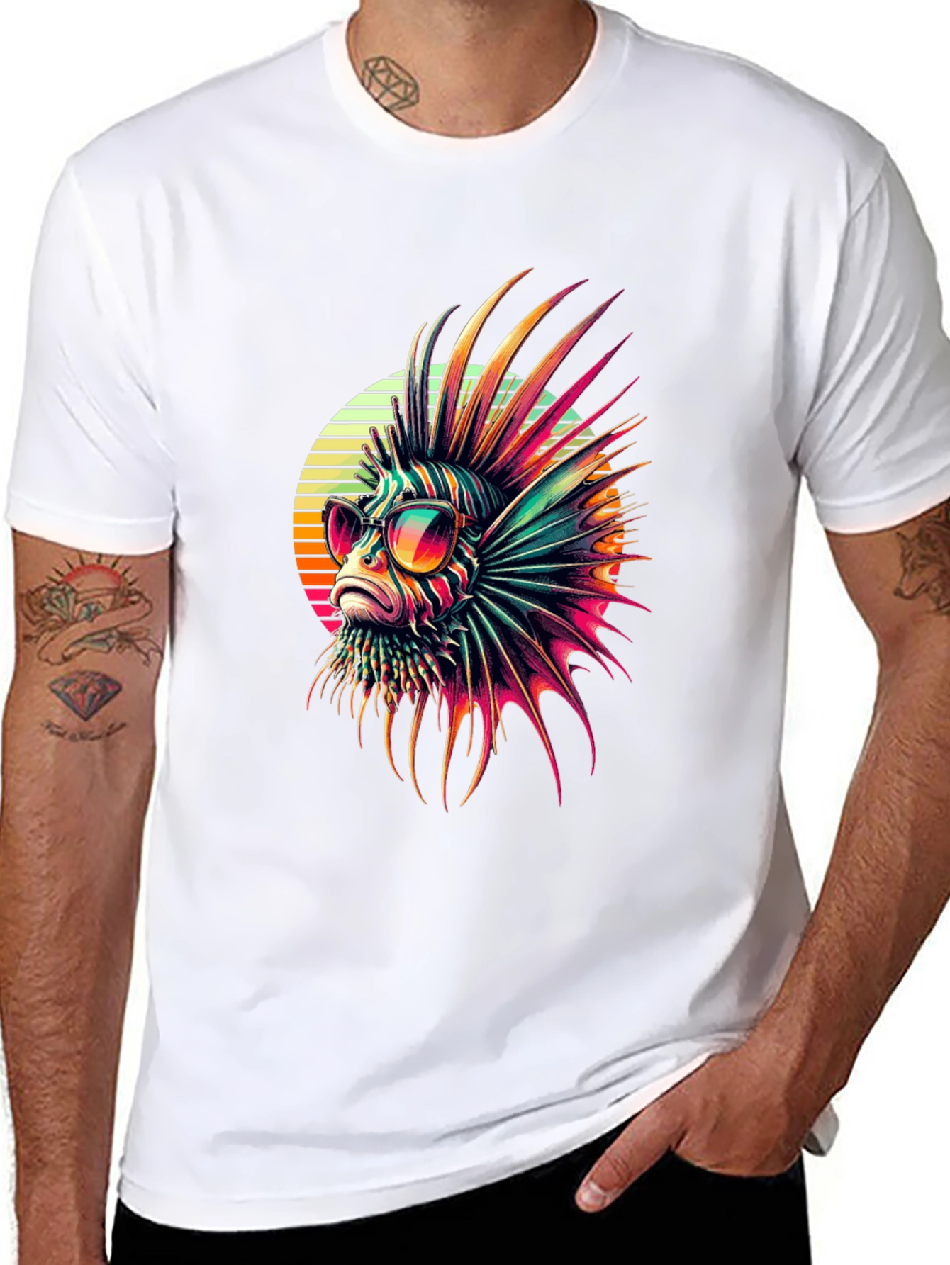 Black Cool Lionfish T-Shirt view 8