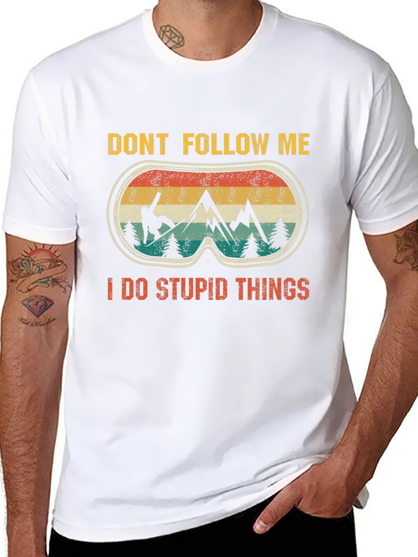 Black Don't Follow Me T-Shirt Funny Snowboarding Graphic Tee view 8
