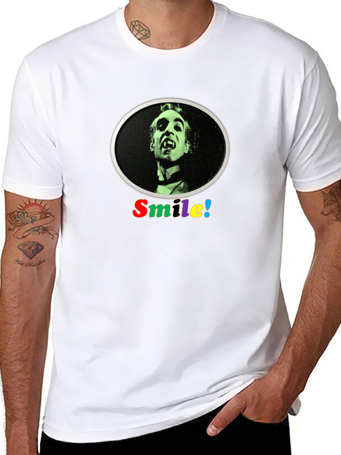 Black Smile Vampire Tee - Unisex Graphic T-Shirt view 8