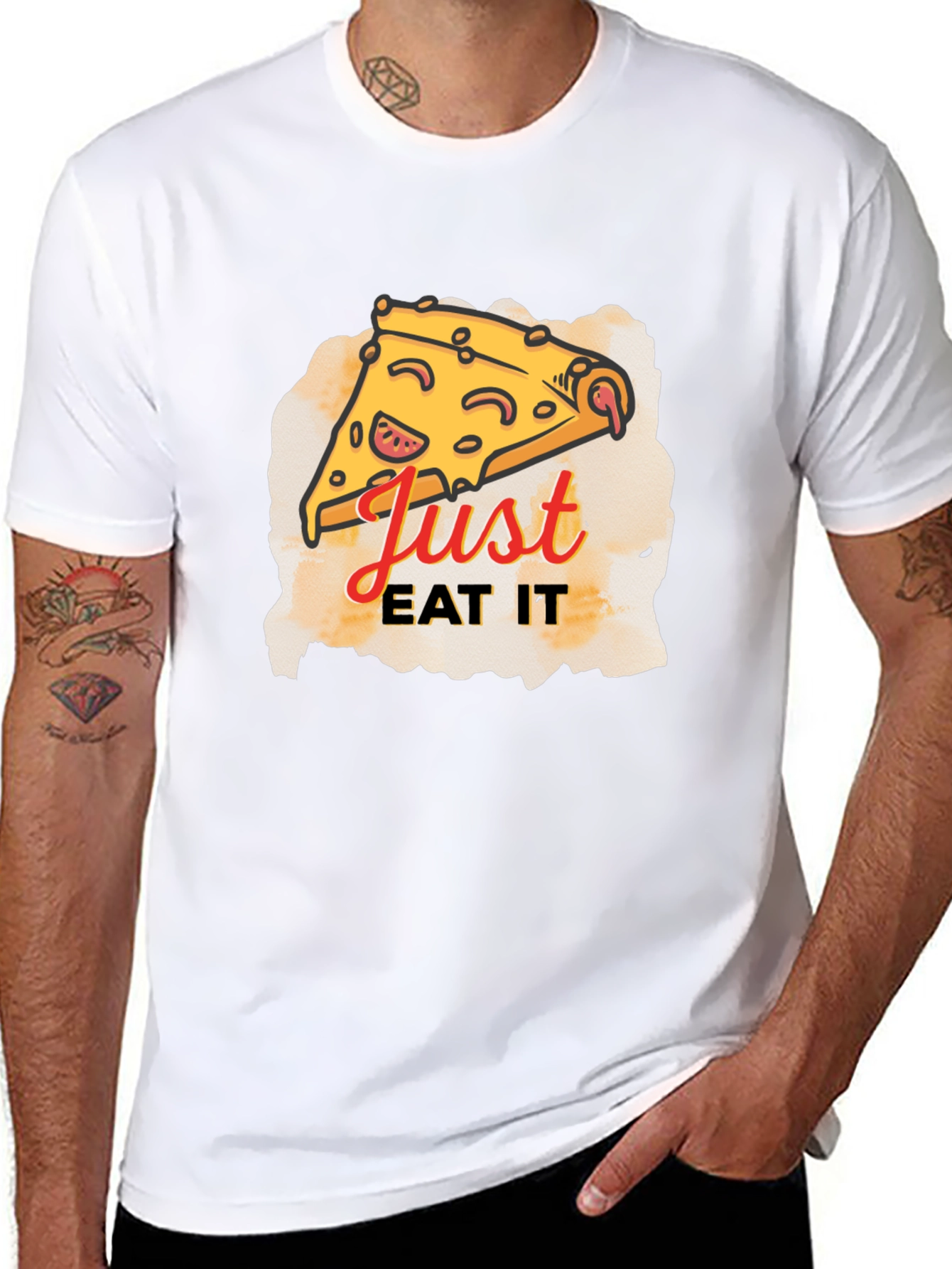 Black Just Eat It Pizza Graphic Tee - Black T-Shirt view 8