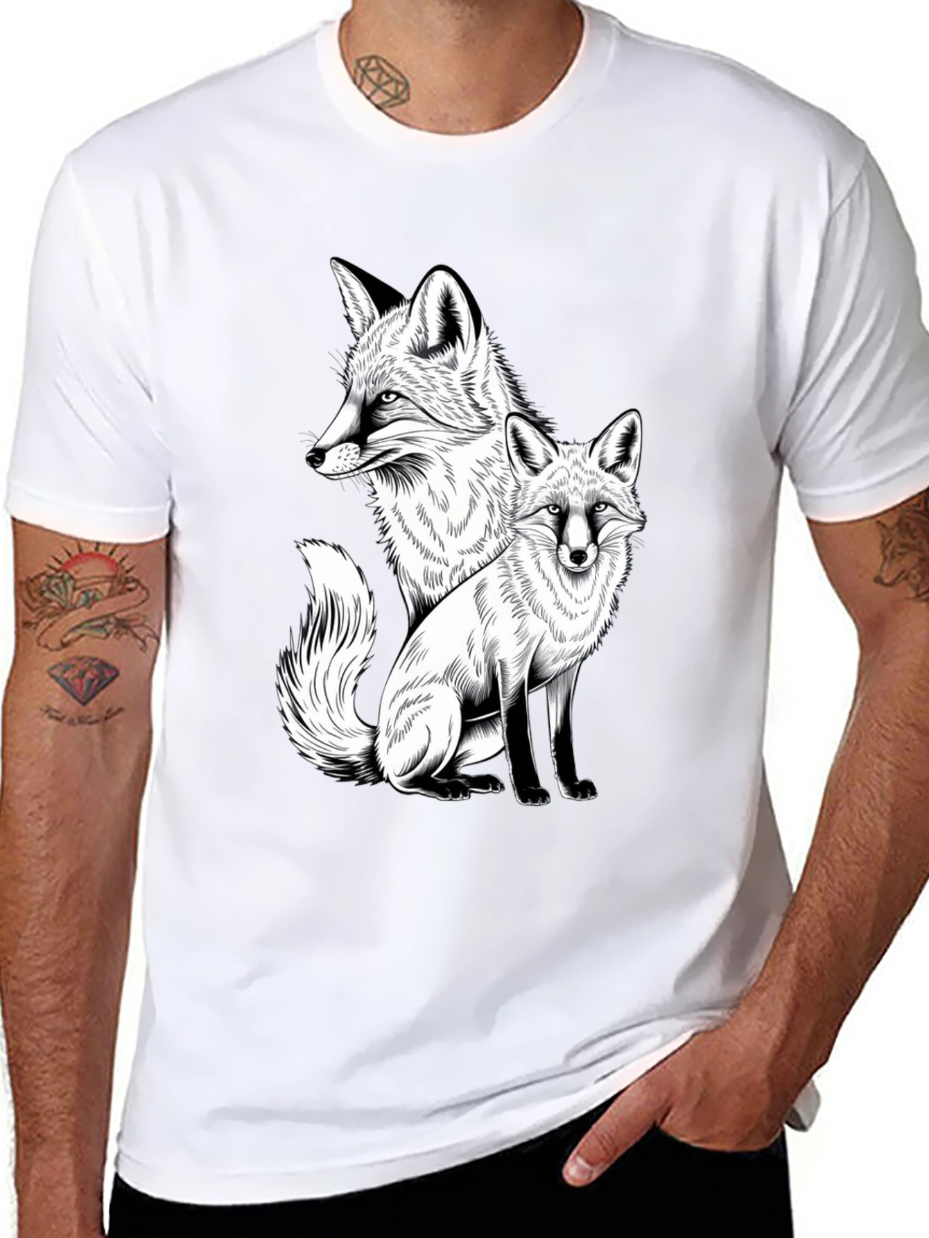 Black Fox Graphic Tee - Stylish Animal Print Shirt view 8