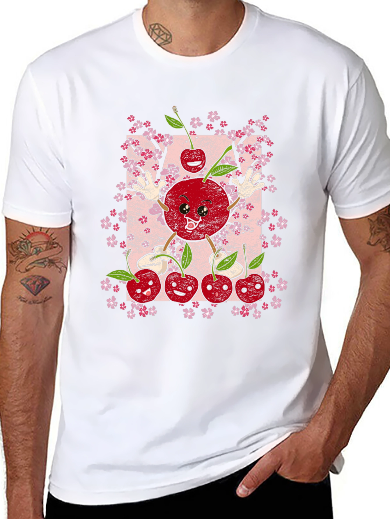 Black Cherry Blossom T-Shirt - Cute Fruit Graphic Tee view 8