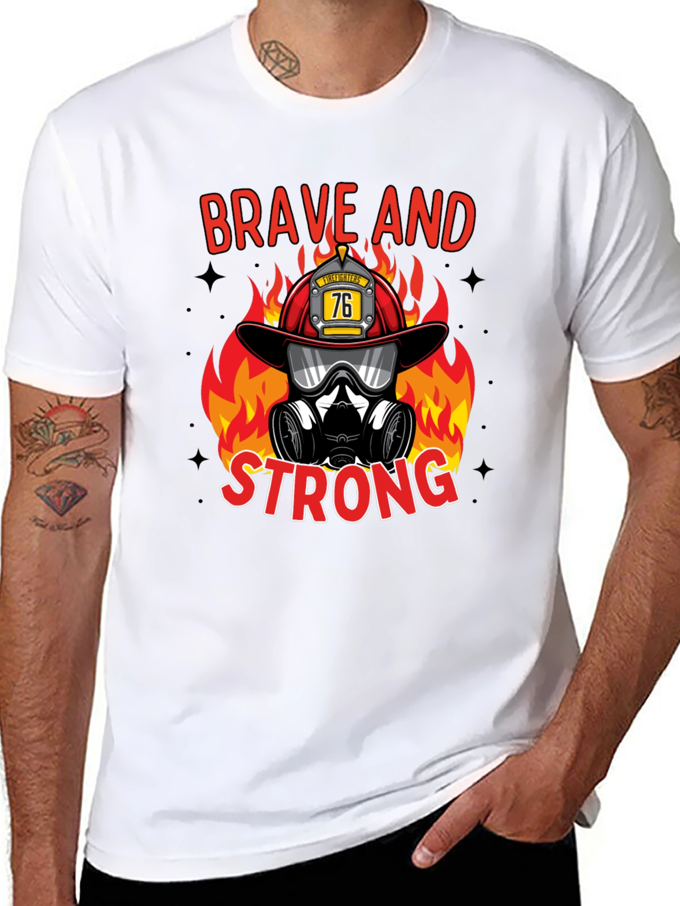 Black Brave Firefighter Graphic T-Shirt view 8