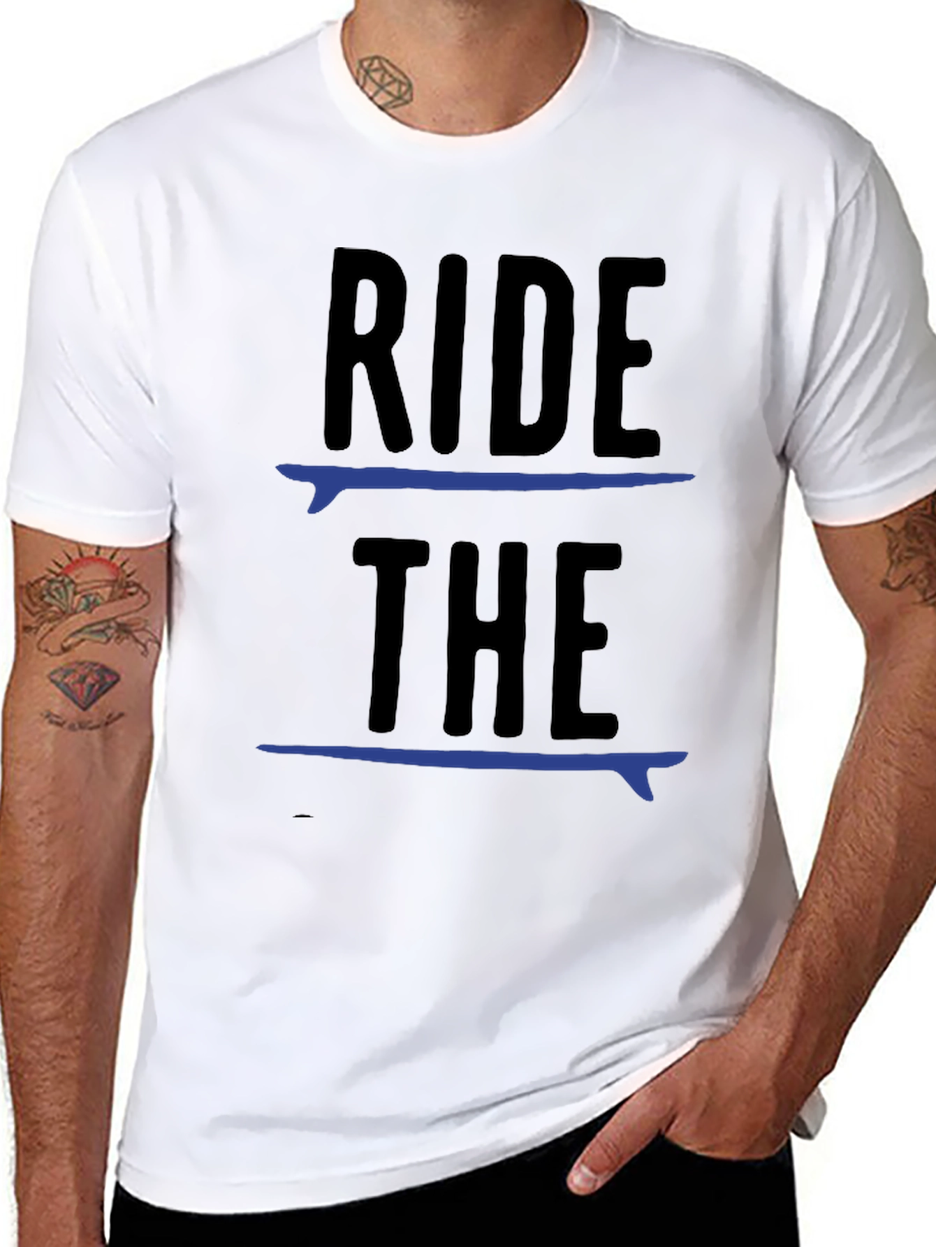 Black Ride The Surf T-Shirt - Cool Surfer Tee view 8