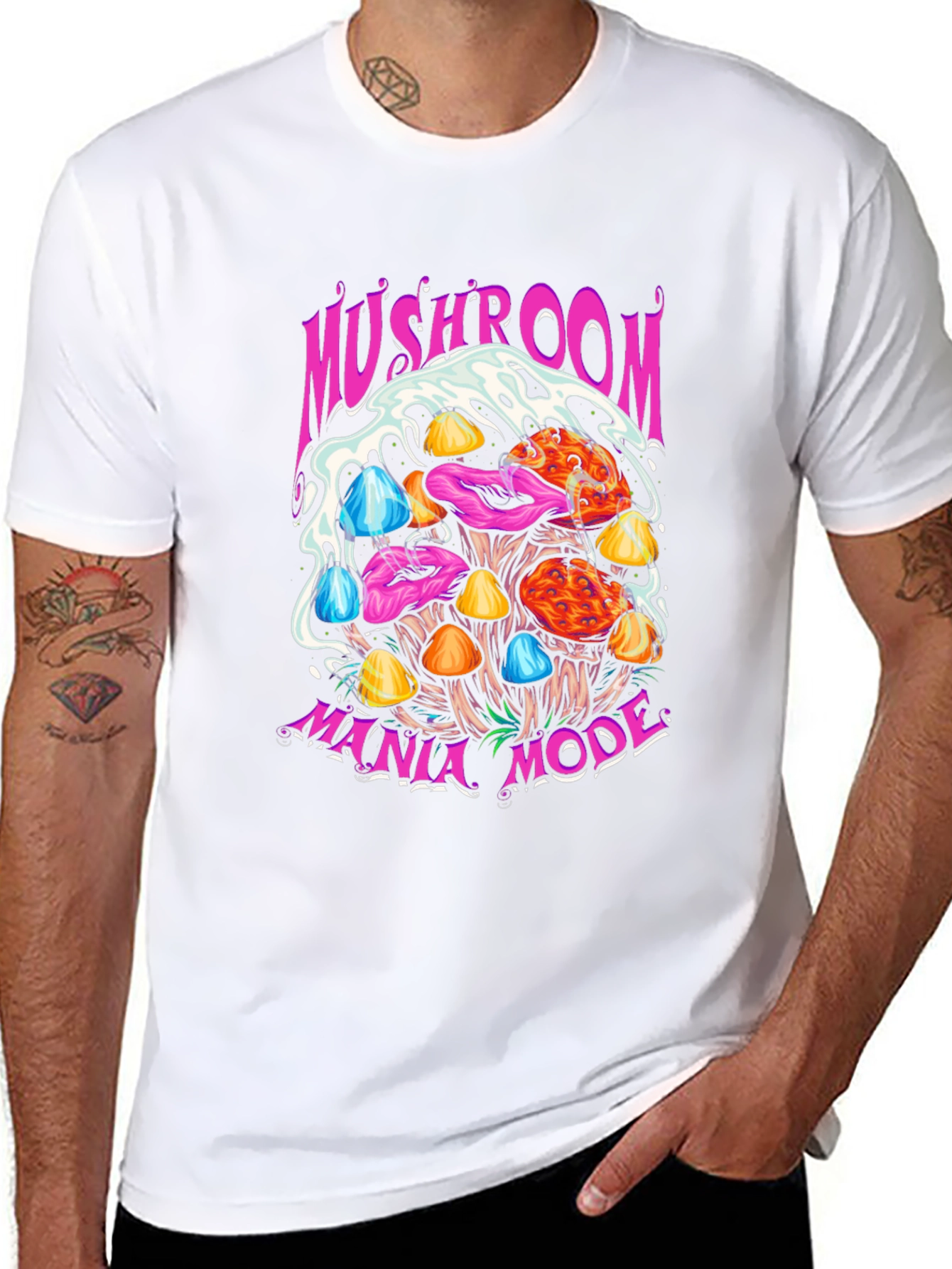 Black Mushroom Mania Mode Graphic Tee view 8