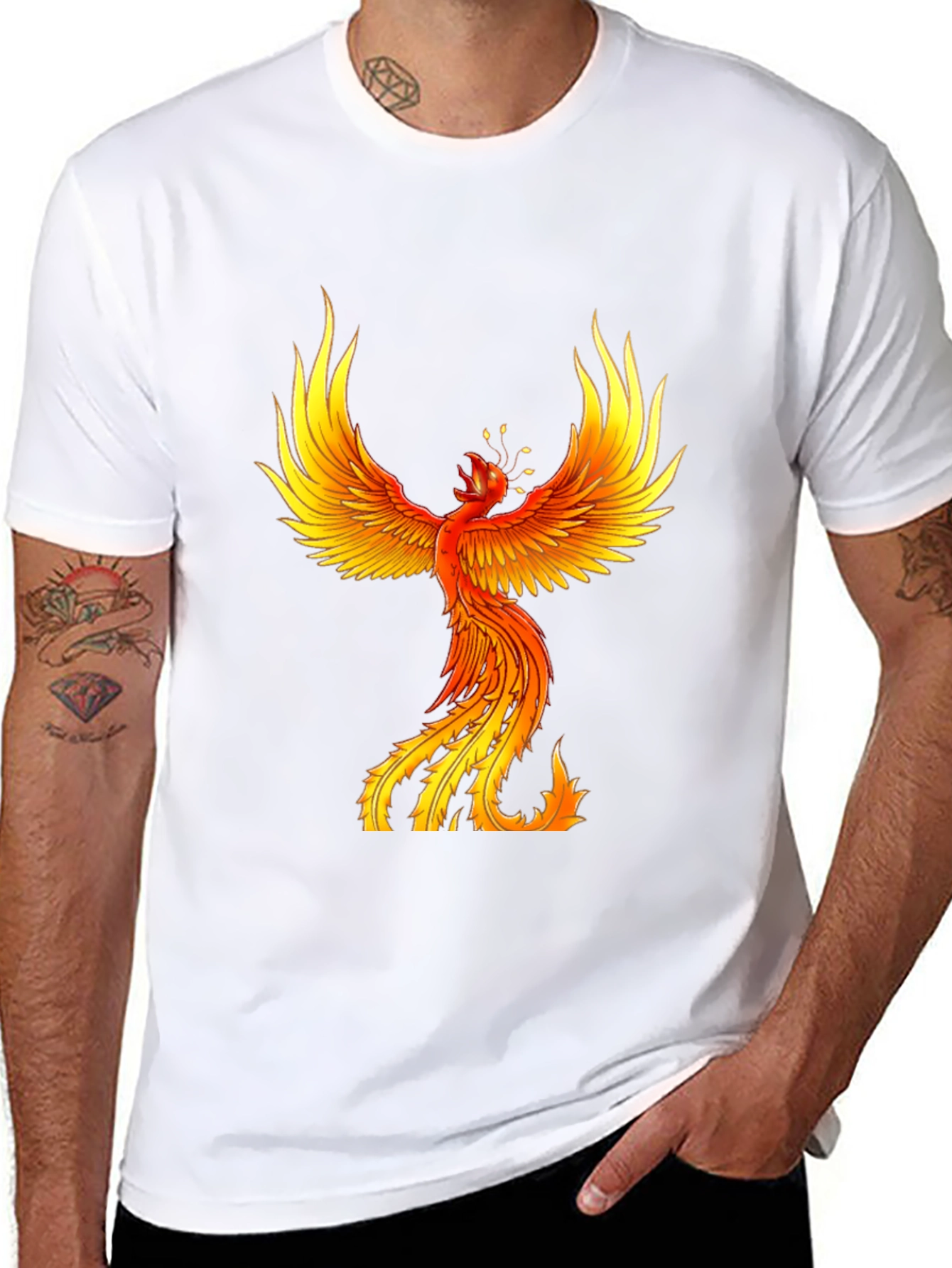 Black Fiery Phoenix Graphic Tee - Bold Black view 8