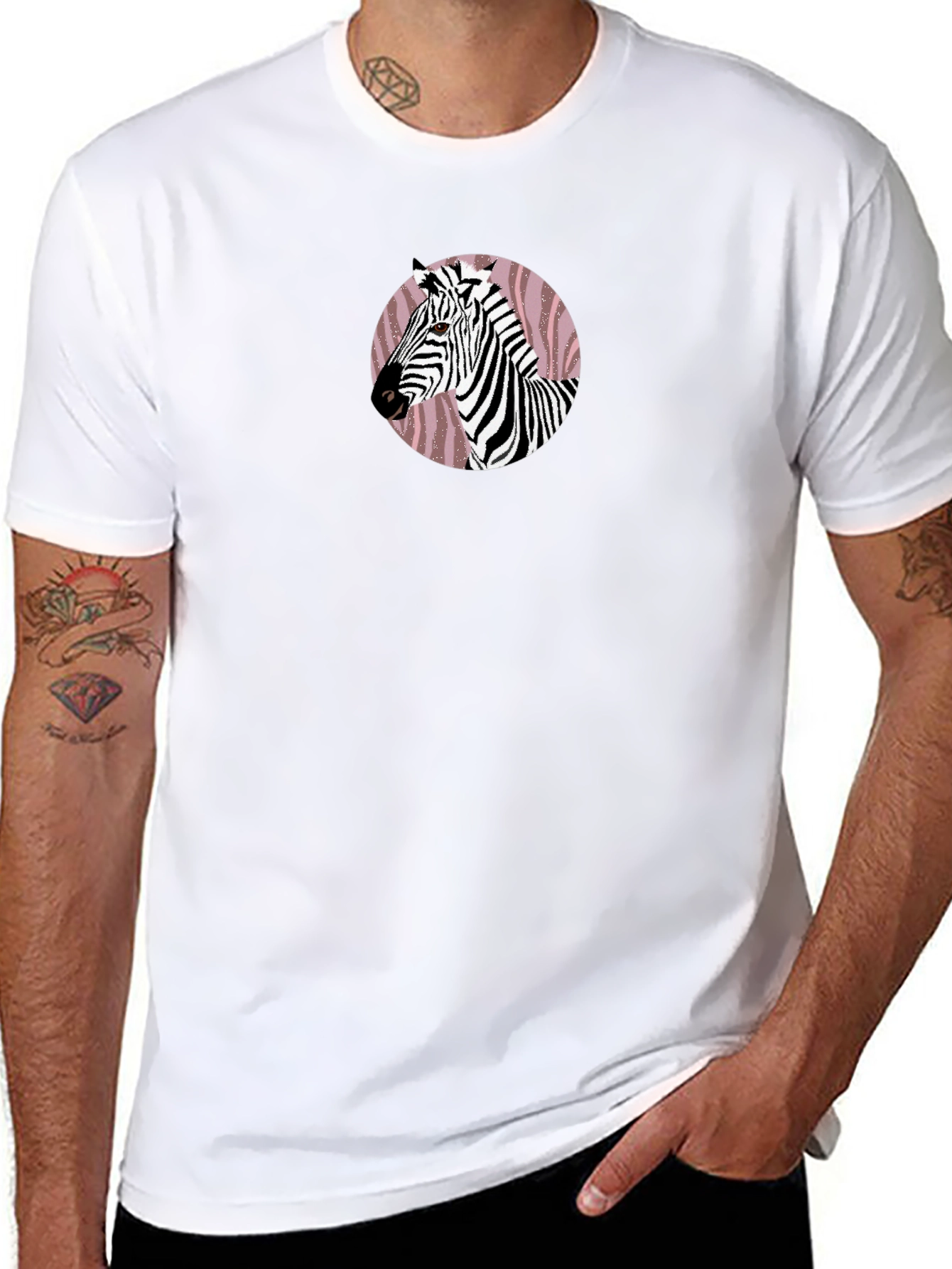 Black Zebra Graphic Print Crew Neck T-Shirt view 8