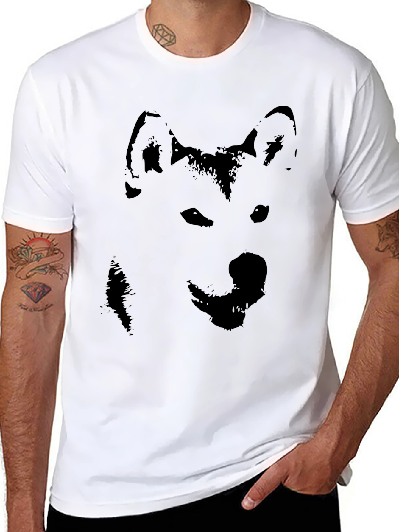 Black Black Husky Silhouette Graphic T-Shirt view 8