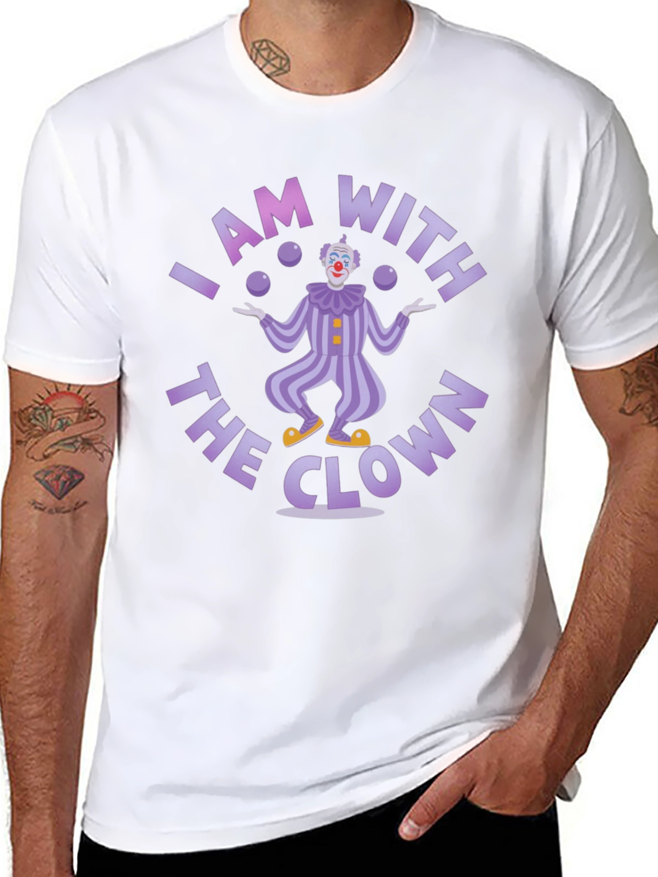 I am With the Clown Graphic Tee - Juggling Clown Design - 8