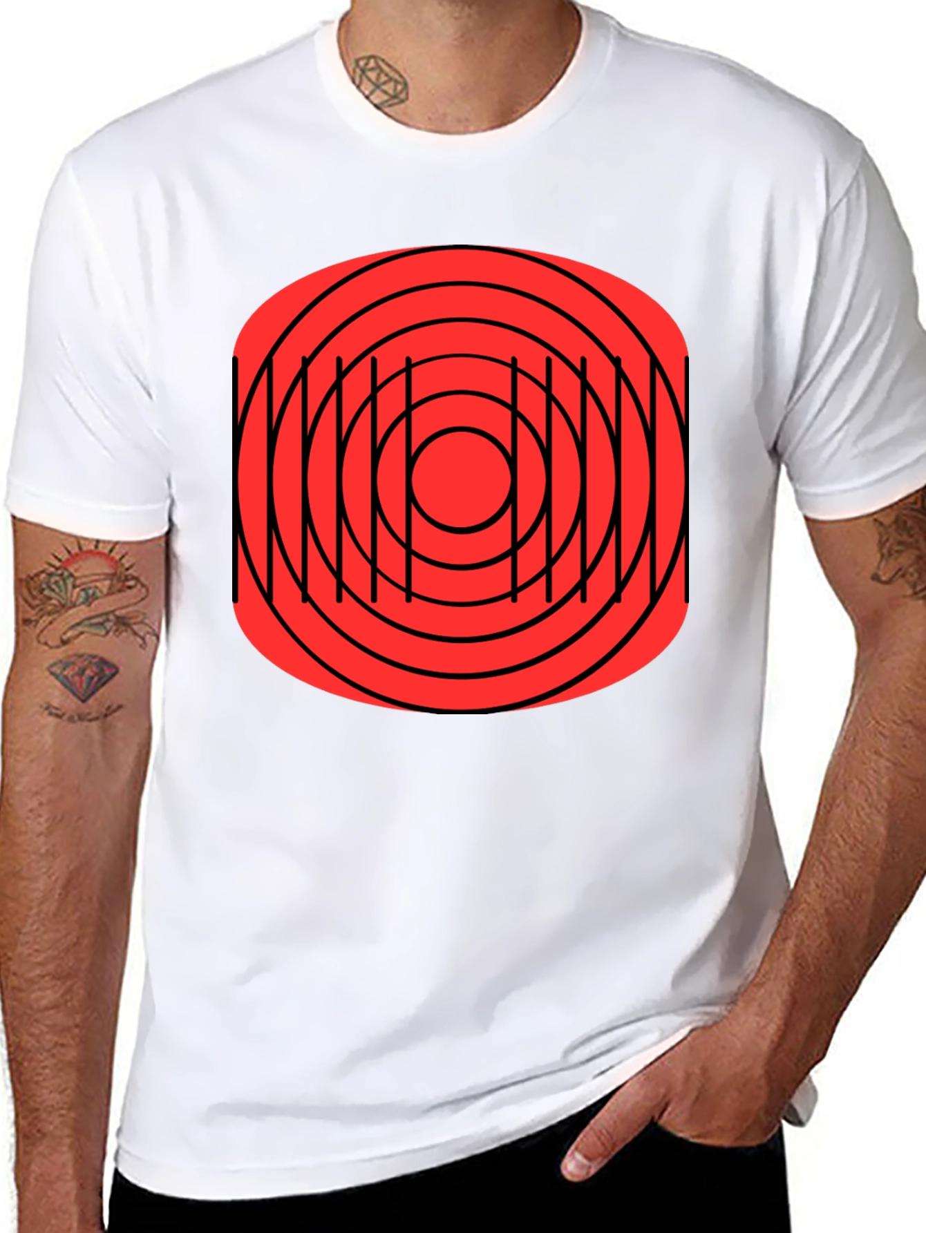 Black Abstract Target Graphic T-Shirt view 8