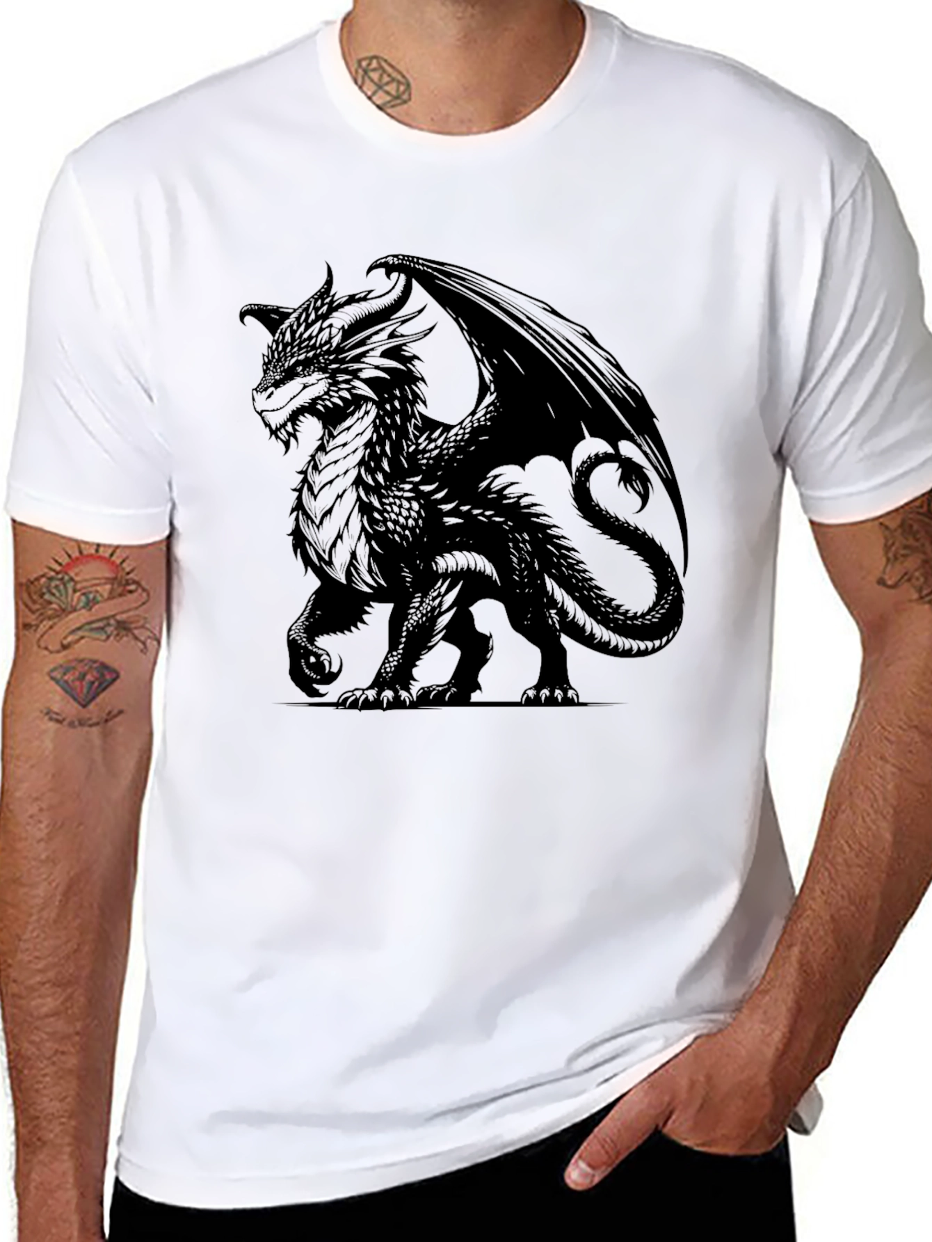 Black Black Dragon Graphic Tee - Men's Short Sleeve Shirt view 8
