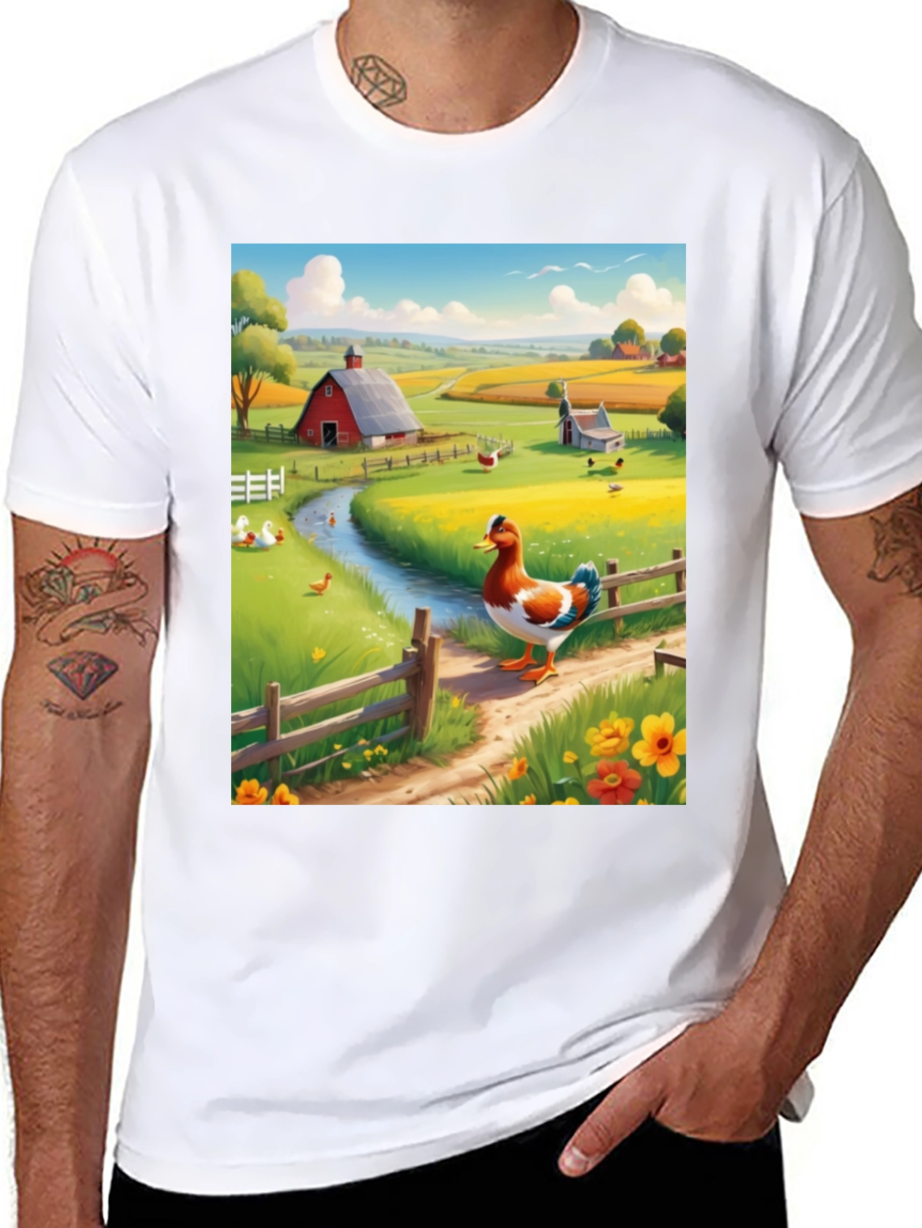 Black Farm Duck Graphic Tee - Countryside Charm view 8