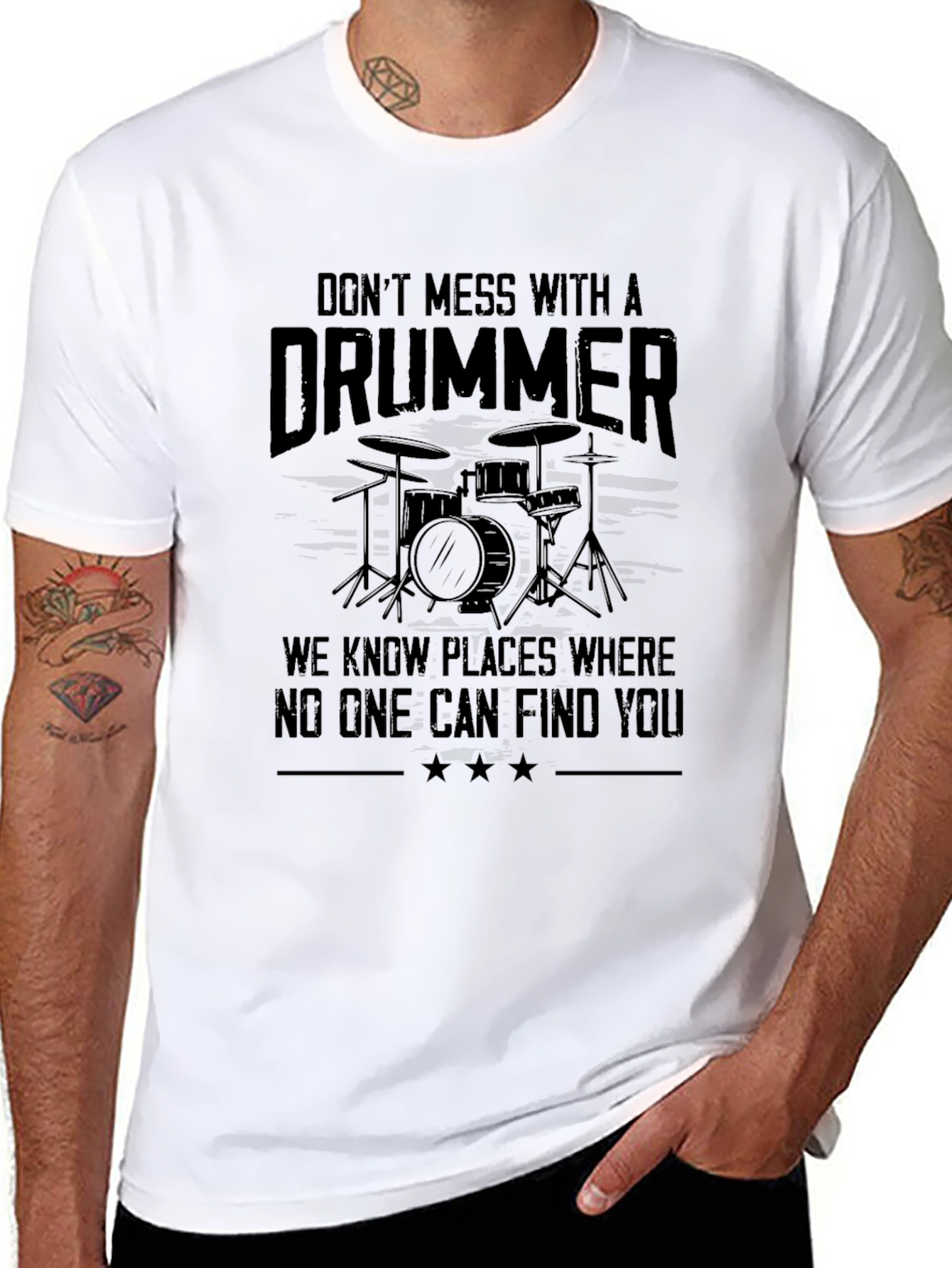 Black Don't Mess With A Drummer T-Shirt view 8