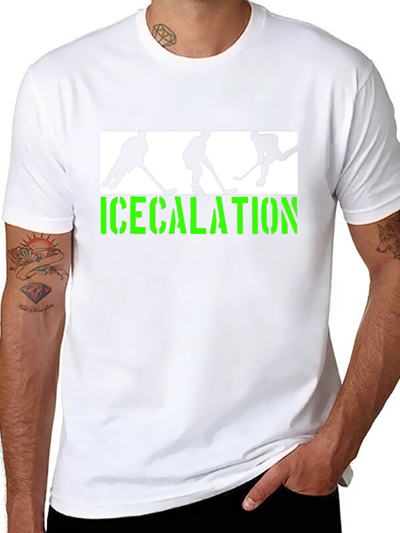 Black Icecalation Hockey Graphic T-Shirt view 8