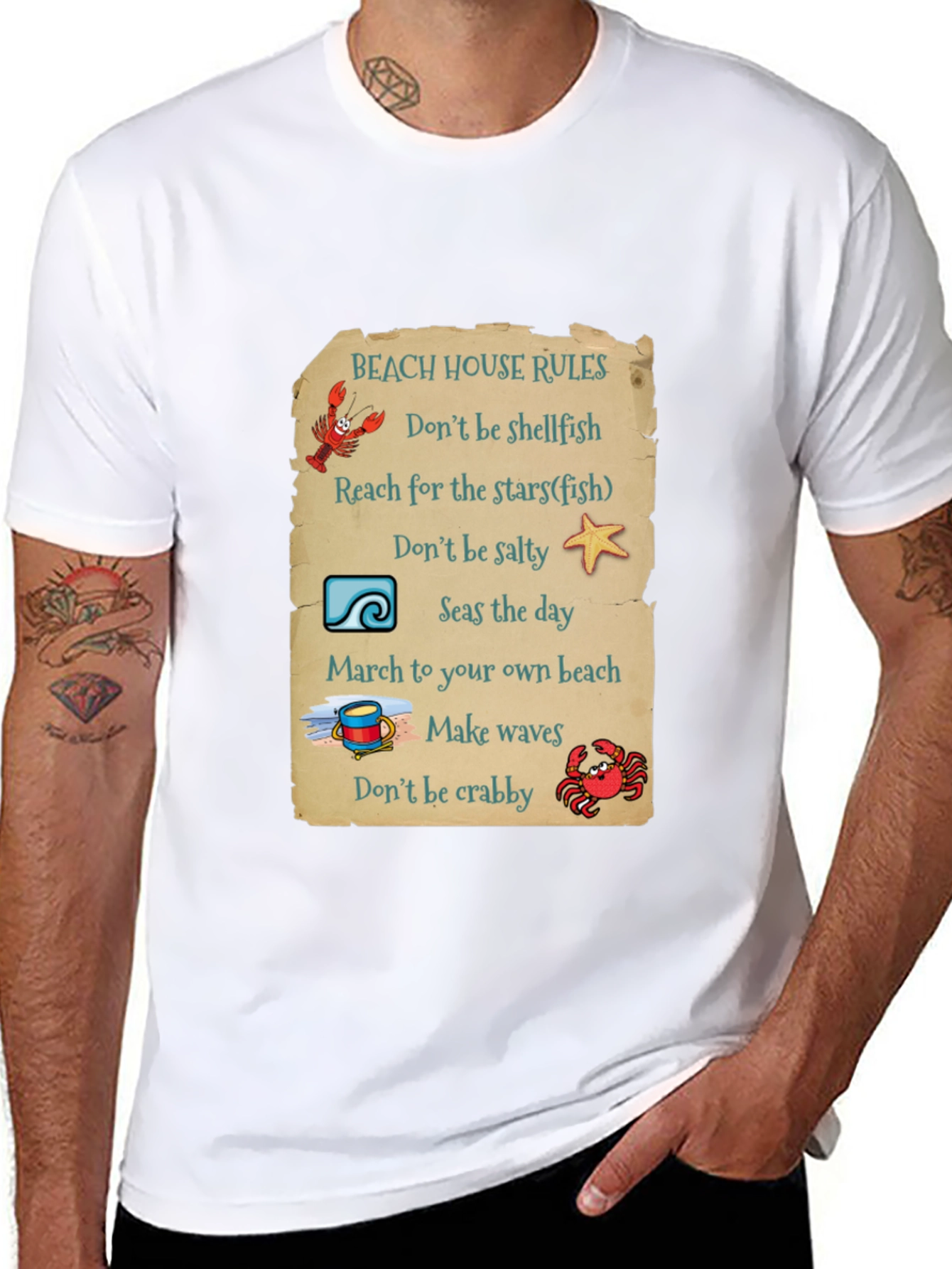 Black Beach House Rules Graphic T-Shirt view 8