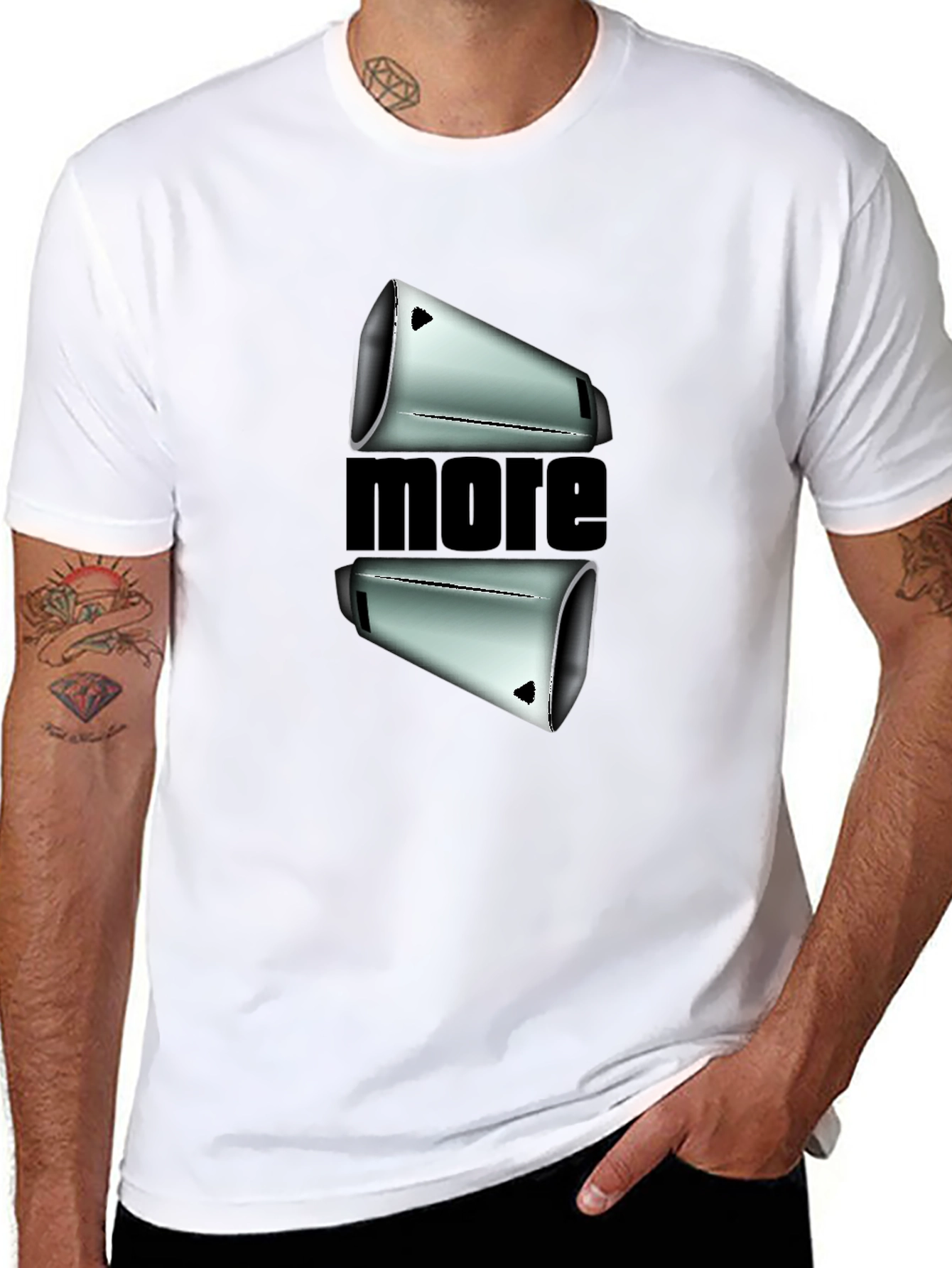 Black Modern "More" Graphic Black T-Shirt view 8