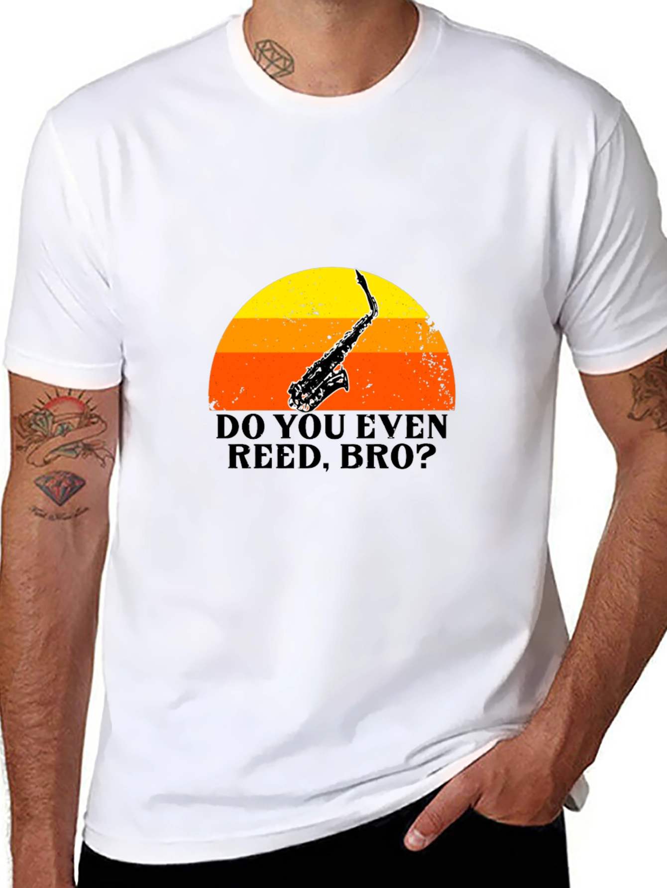Black Do You Even Reed Bro? T-Shirt Saxophone Music Sunset view 8