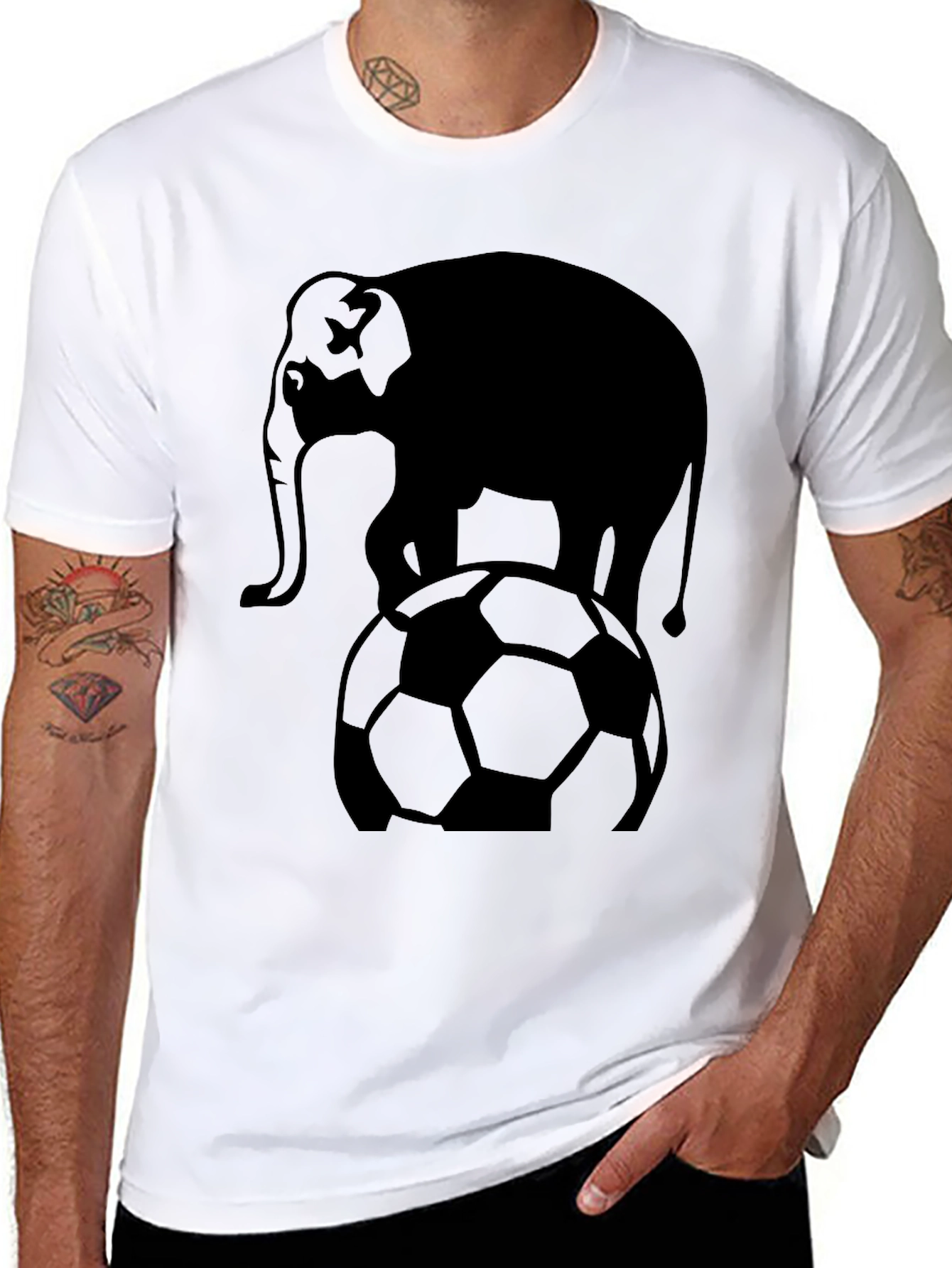 Black Elephant Soccer Ball Graphic T-Shirt - Black view 8