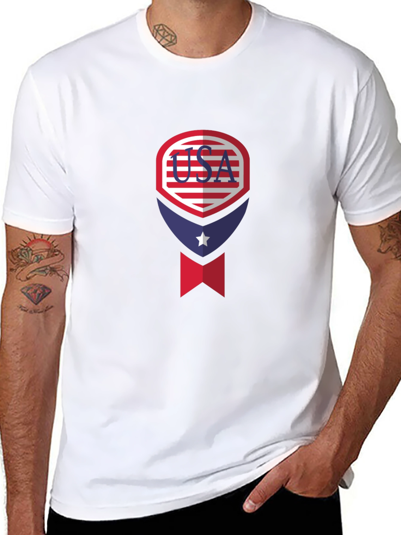Black USA Patriotic Graphic Tee - Men's Black T-Shirt view 8
