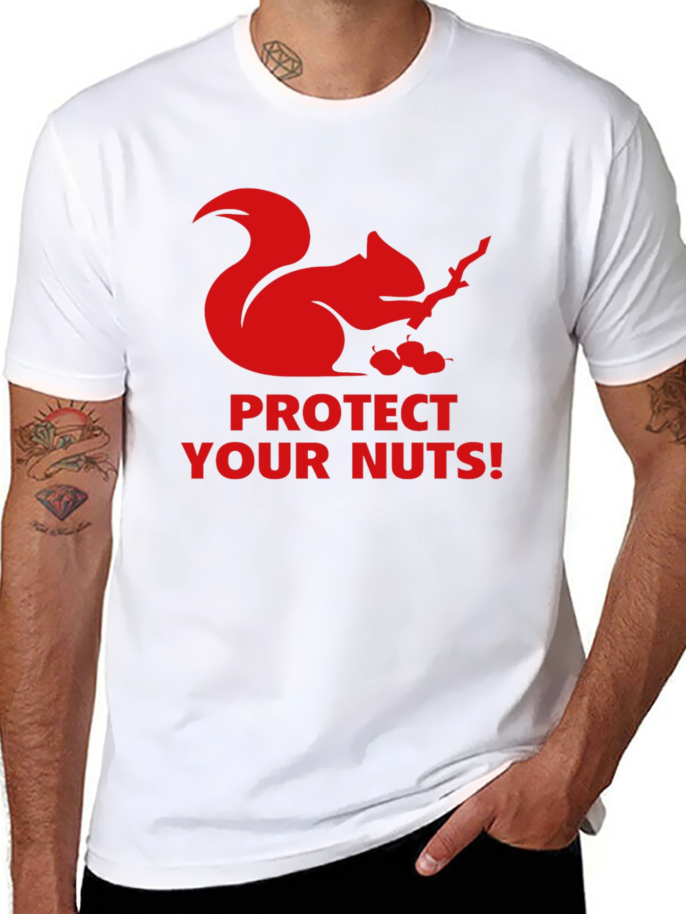 Black Protect Your Nuts Squirrel T-Shirt view 8