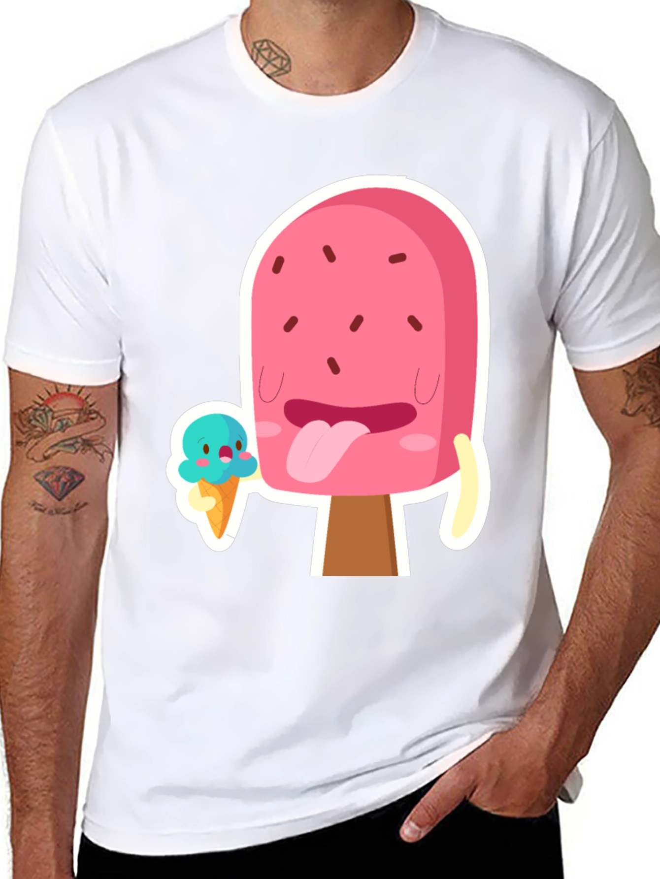 Black Cartoon Popsicle Graphic T-Shirt view 8